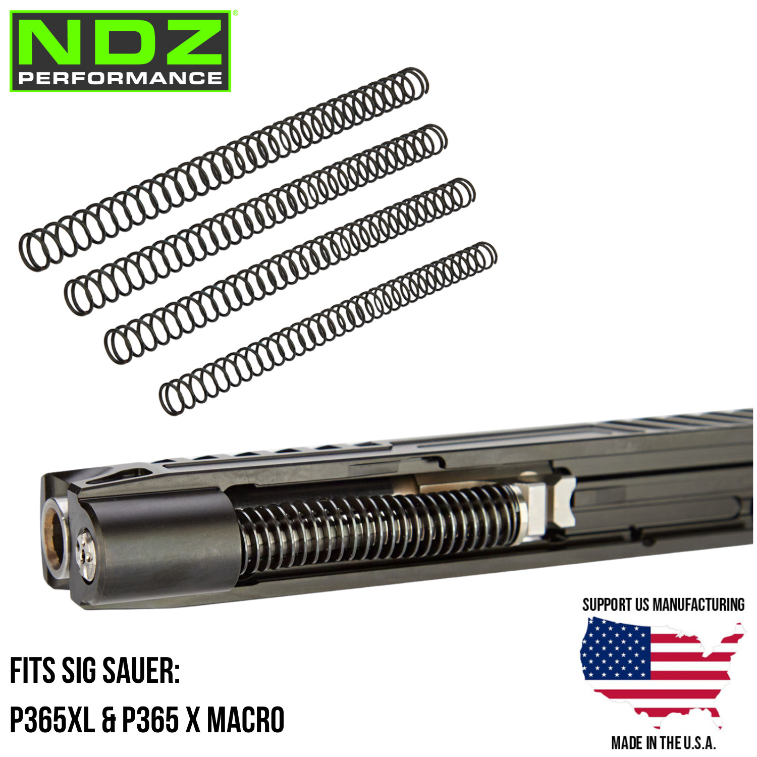 ISMI Sig P365XL X Macro 3.7" Recoil Springs 13lb 15lb 17lb 20lb Chrome Silicon