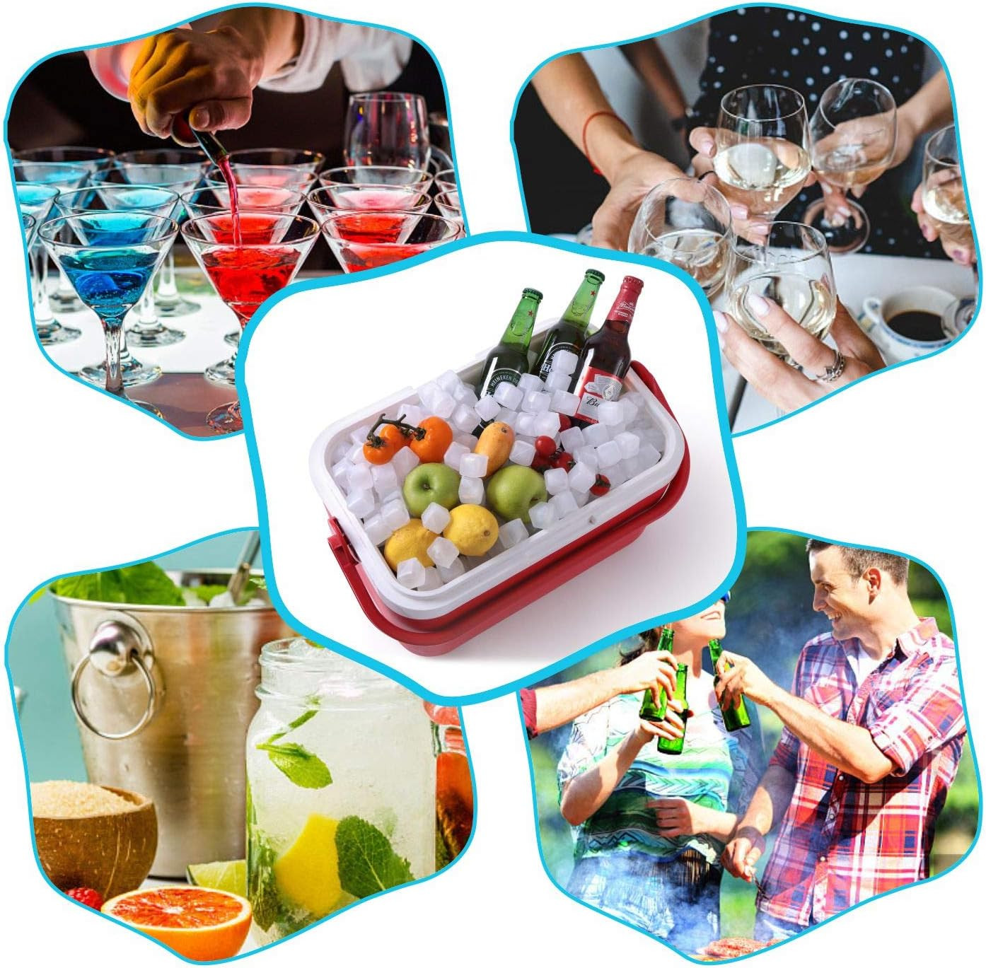 Reuable Ice Cube for Drinks - White Clear Plastic Ice Cube to Keep Drink Cool Lo