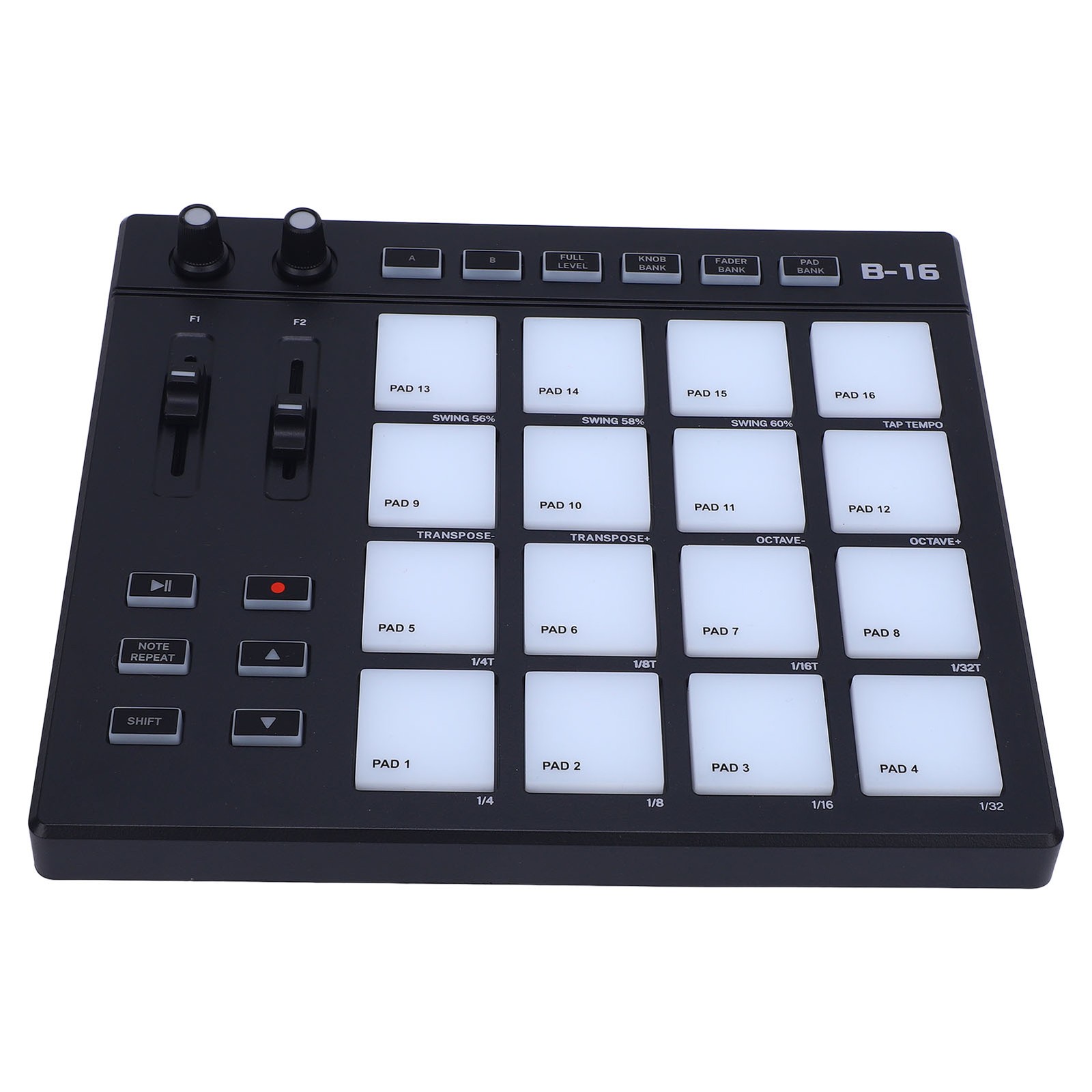 MIDI Controller With 16 Drum Pads 2 Assignable Fader Knobs RGB Portable MID XIPE