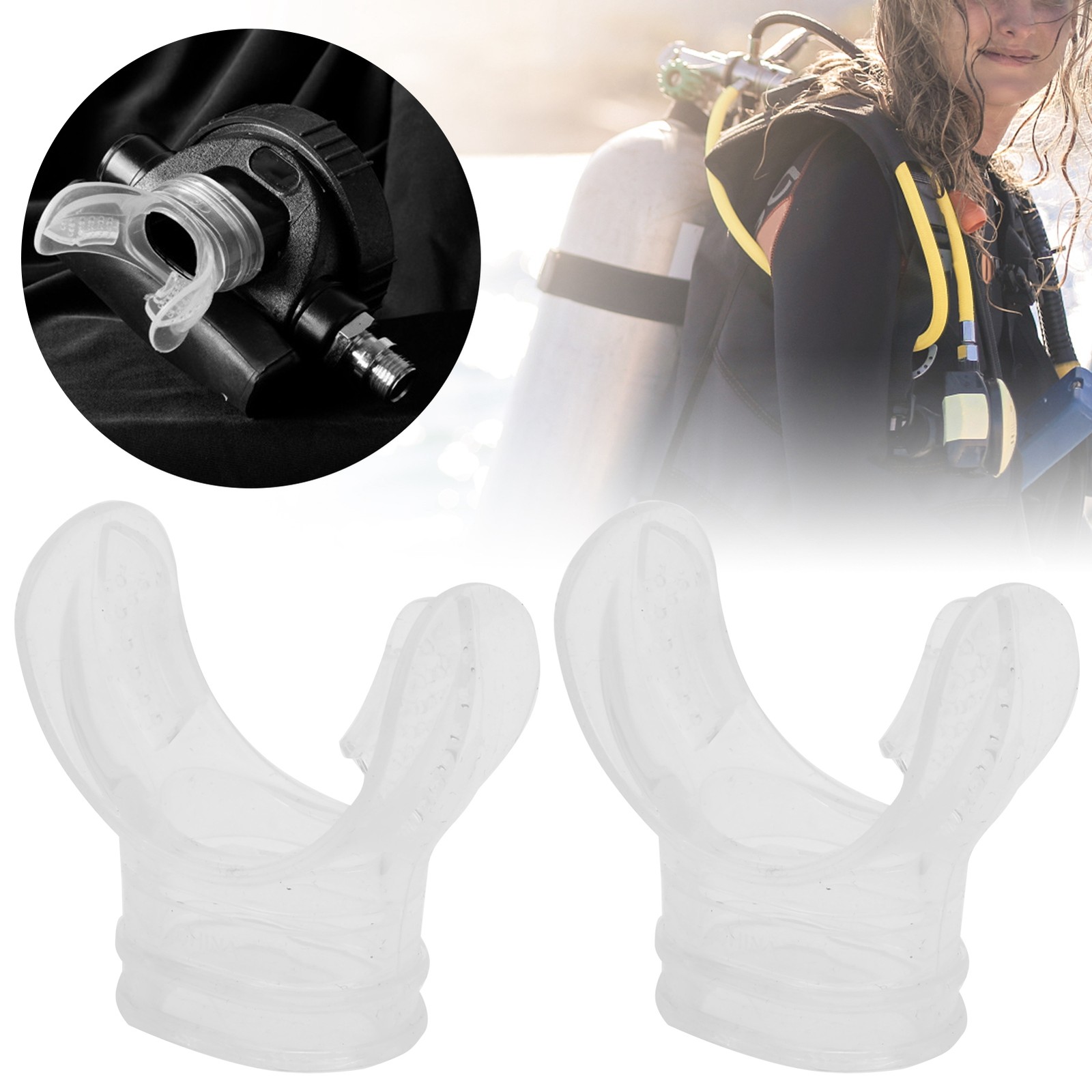 4pcs Transparent Silicone Diving Bite Mouthpiece For Deep Sea Diving Premium