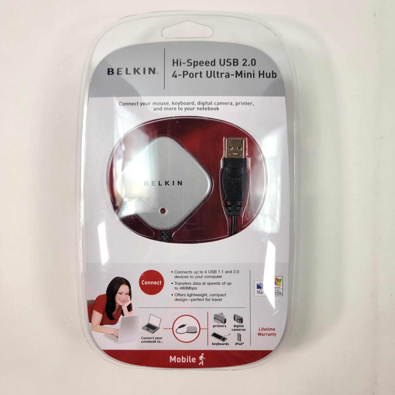 Belkin Part# F5U407 USB 2.0 4 - Port Ultra - Mini Hub *New Factory Sealed*