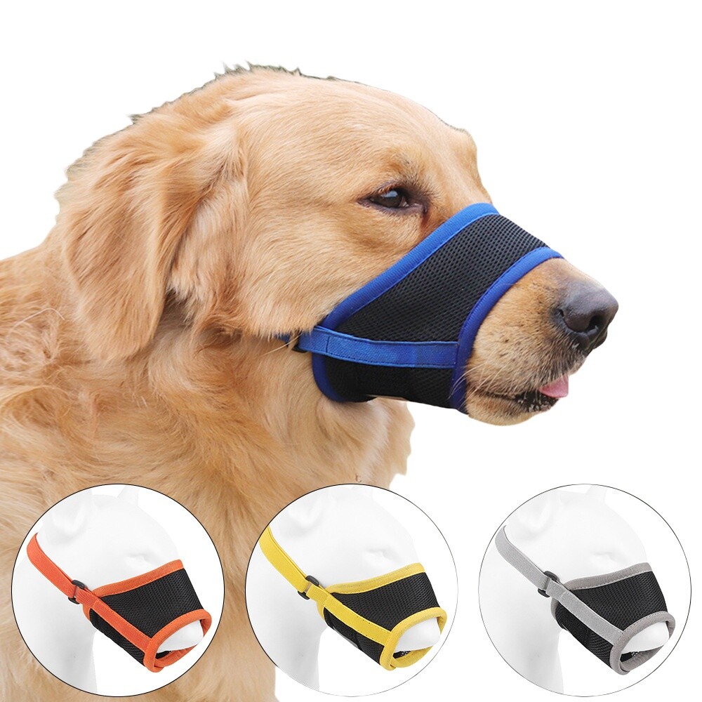 4 PCS Dog Muzzle Mouth Cover Anti Bite Barking Chewing Breathable Mesh Pet Mask