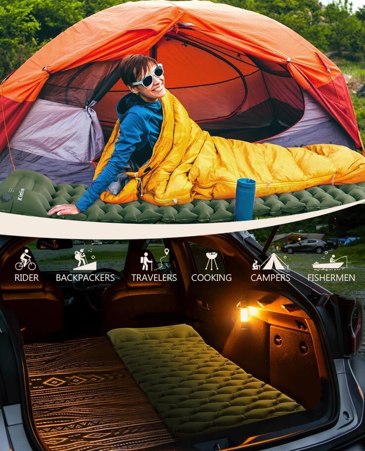 Built In Foot Pump Thermo Camping Air Mat Pad with Pillow Ultralight&Waterproof