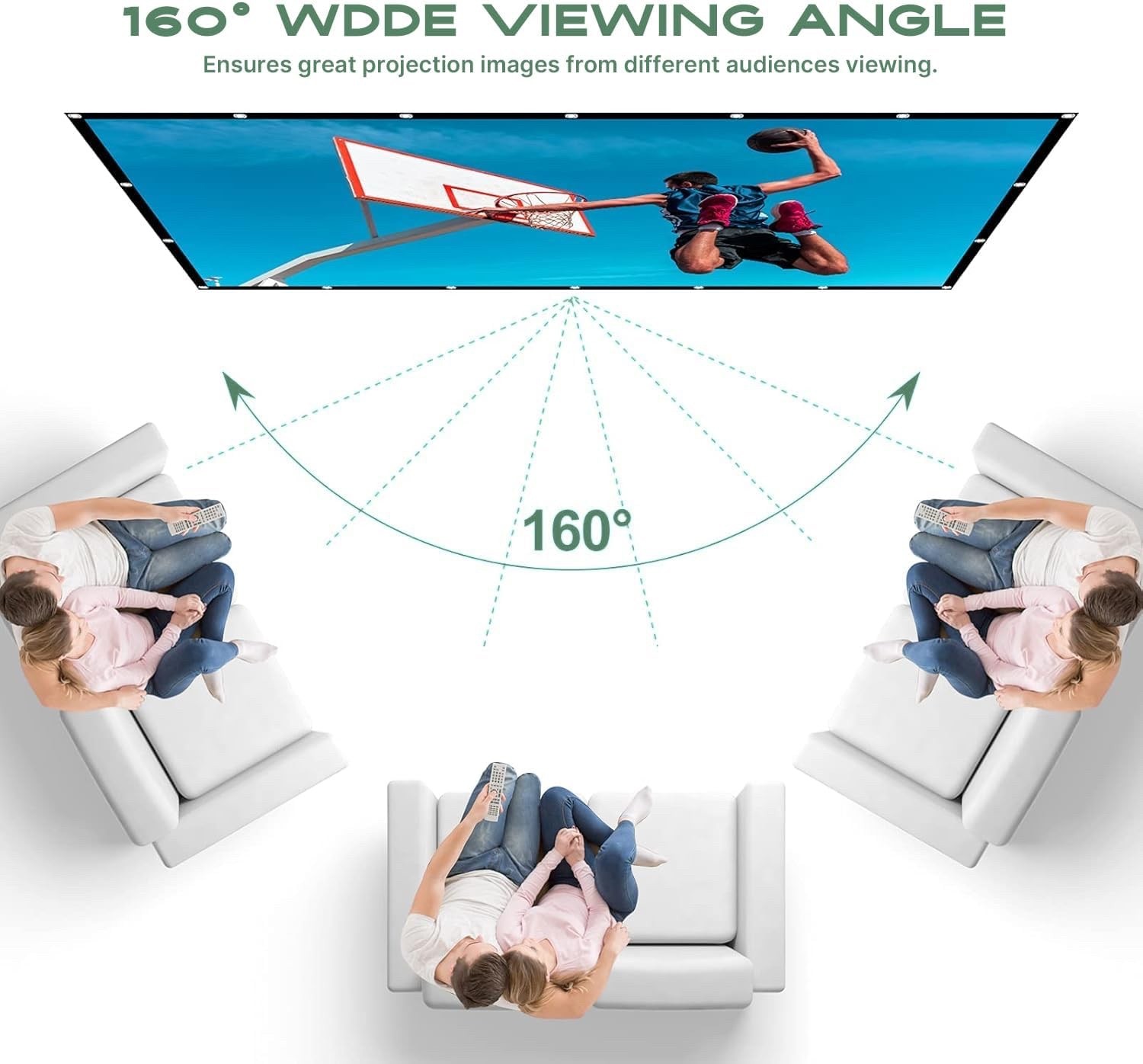 AAJK Projector Screen 100" diagonal Projector Screen 16:9 Foldable $19.99 (B A4)
