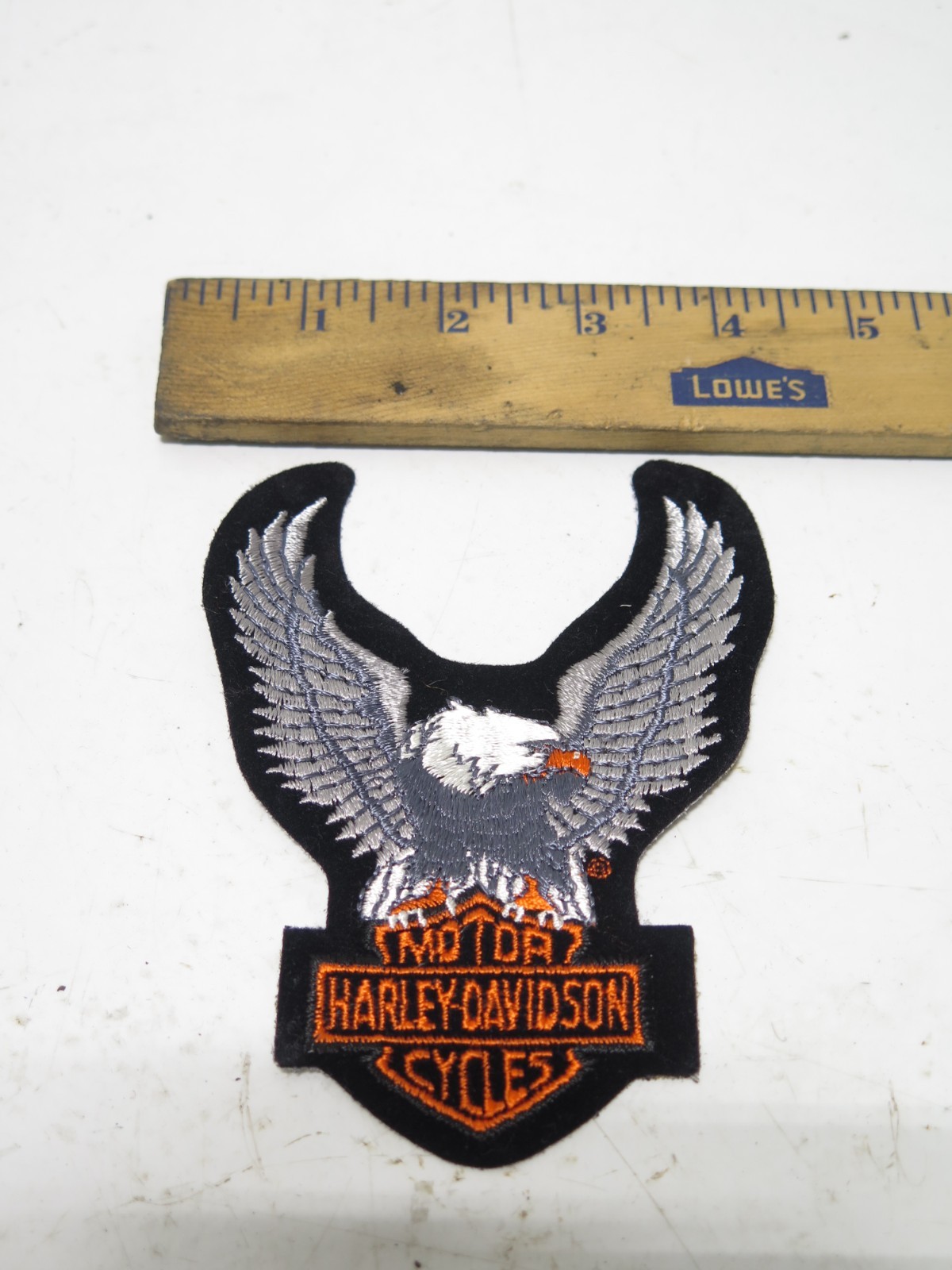 HARLEY DAVIDSON VINTAGE UP WING SILVER EAGLE BAR & SHIELD PATCH 4"x 6" NEW