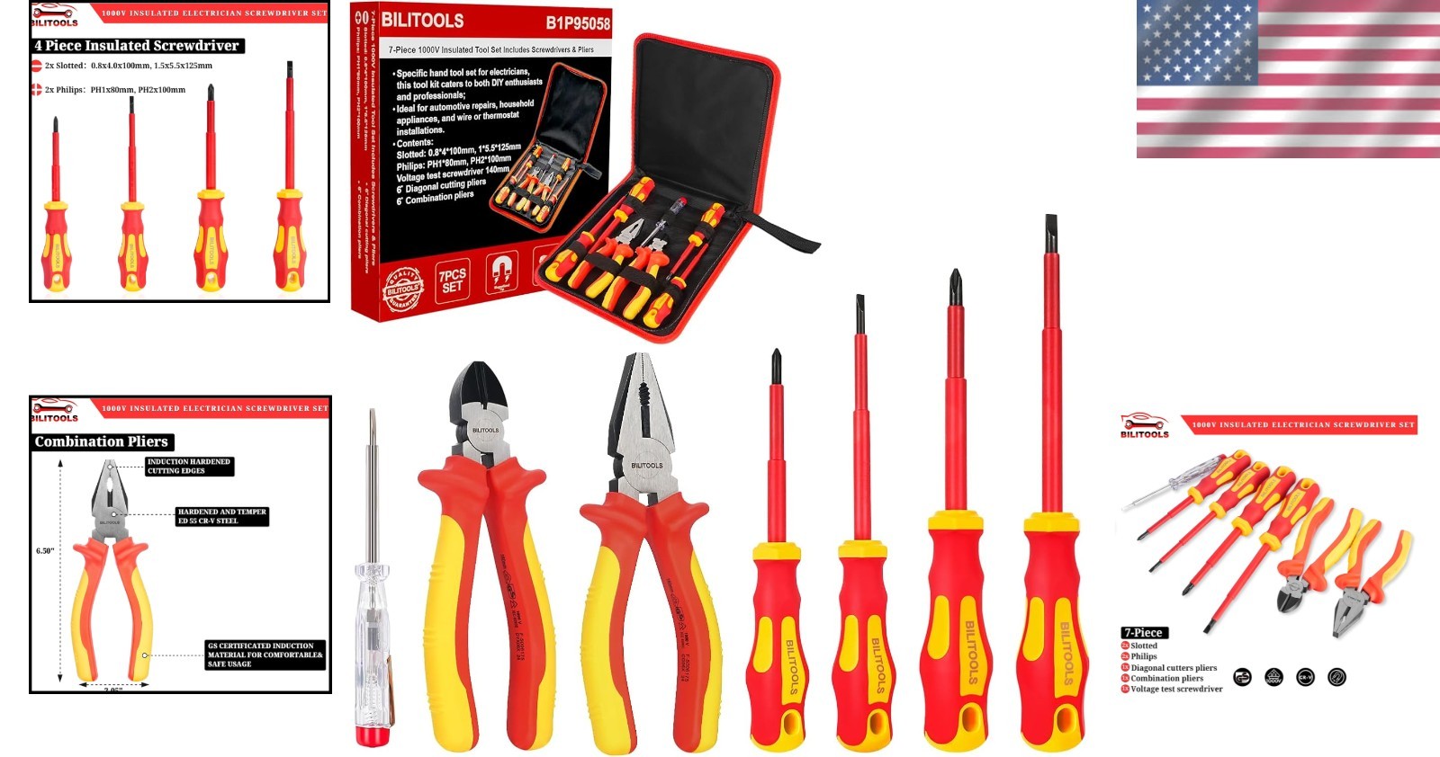 VDE Certified 7pcs Screwdriver Pliers Kit