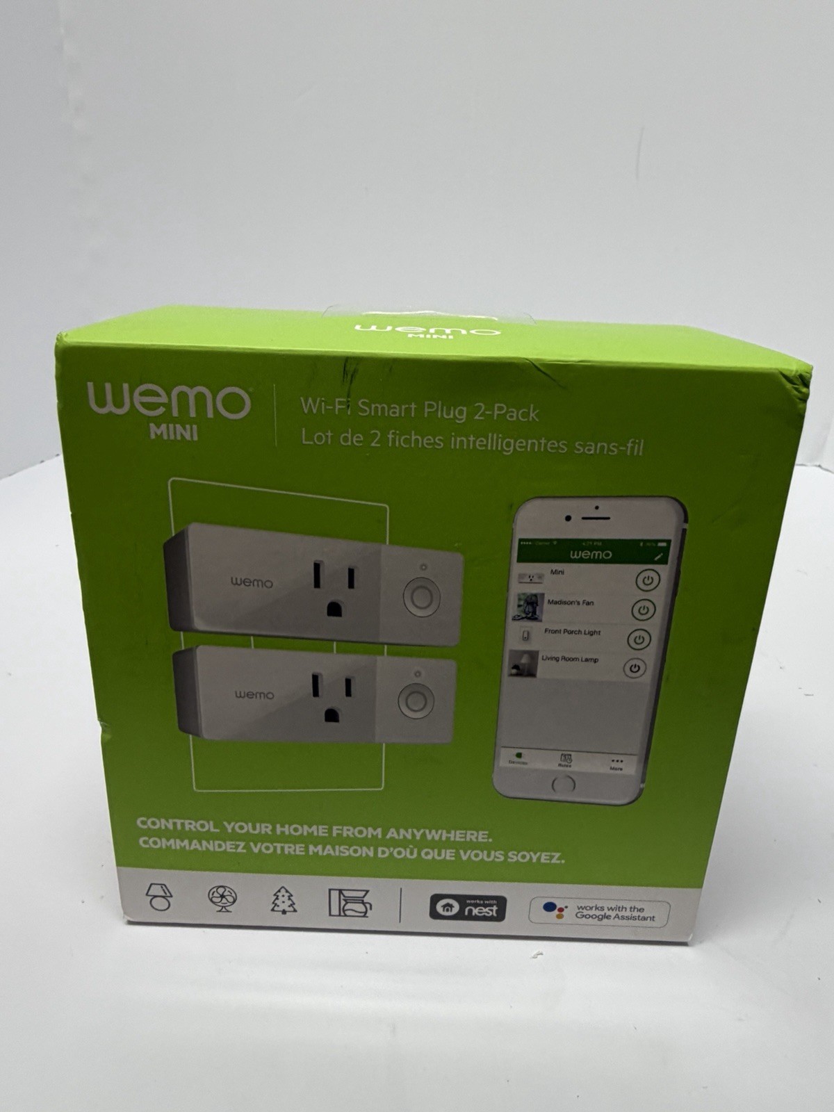 NEW Wemo F7C063 Mini Smart Plug WiFi Enabled Pack of 2 Works with Alexa & Google