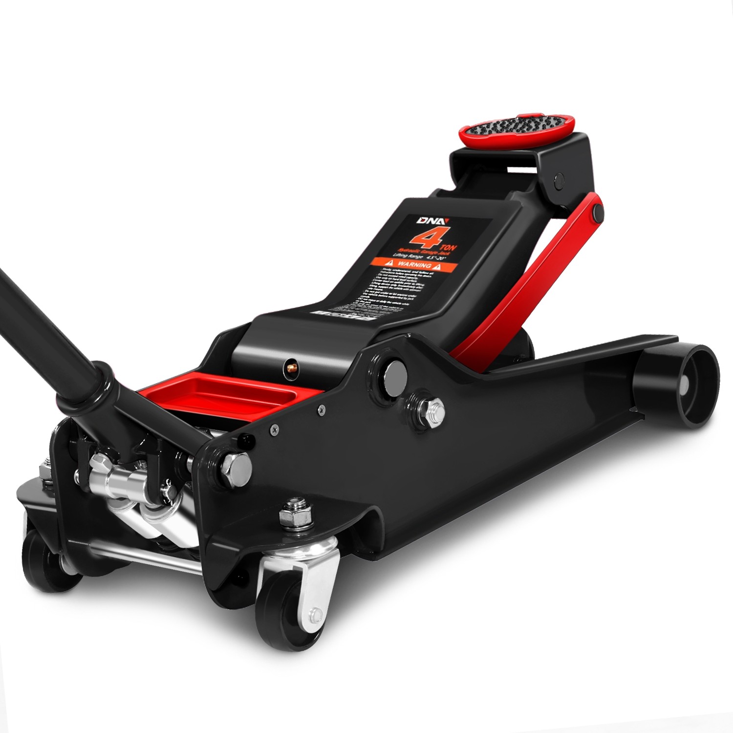 4.5-20in 8000lbs Capacity Hydraulic Lift Red Black Floor Jack Swivel Casters