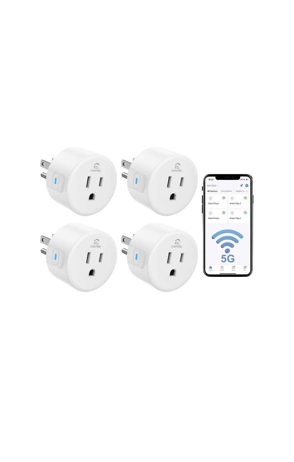 Smart Plug ESICOO - Alexa, Echo & Google Home - Only WiFi 2.4G (4-Pack)