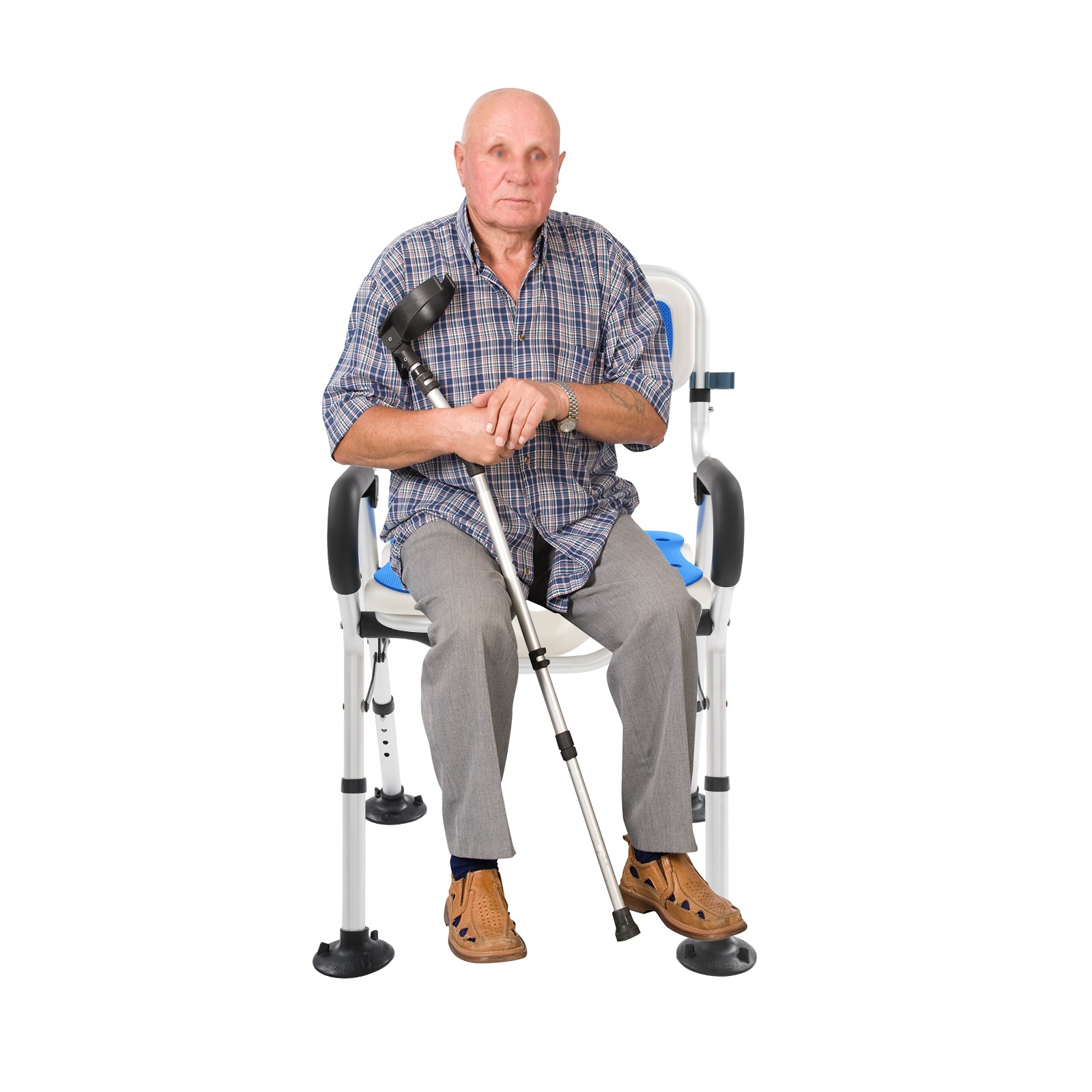 Heavy Duty Shower Chair U-Shape Seat Foldable Shower Chair for Private Washing