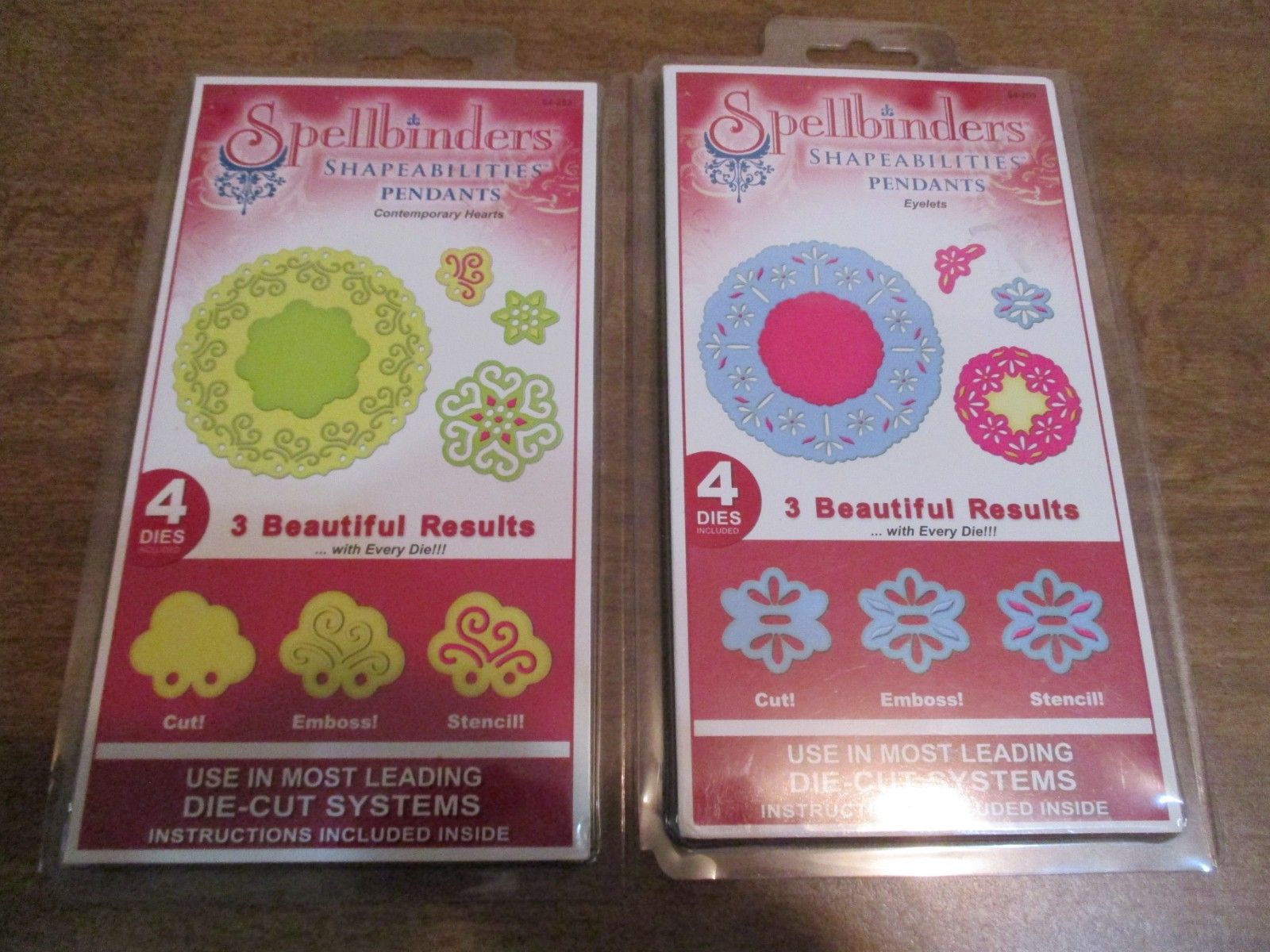 SPELLBINDERS SHAPEABILITIES PENDANTS EYELETS & CONTEMPORARY HEARTS DIE SETS