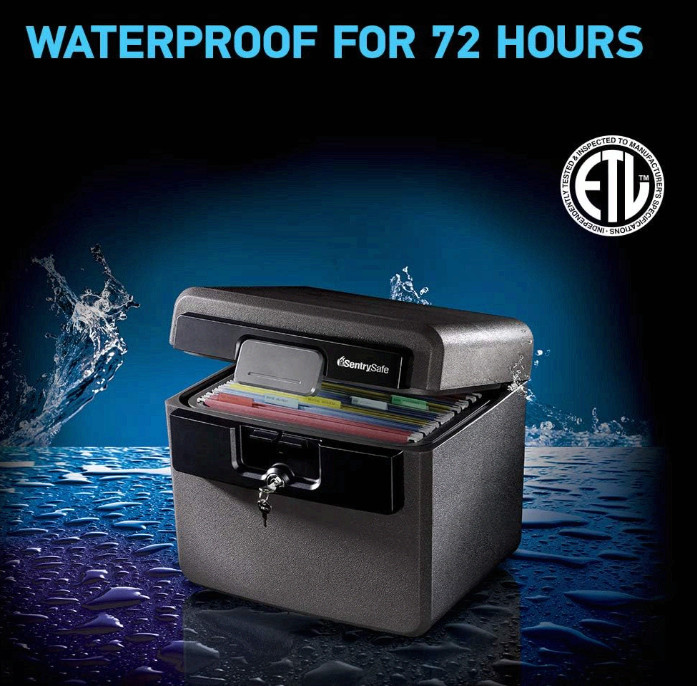 Fireproof Waterproof Safe for Home Documents, Key Lock File Box, Black, HD4100