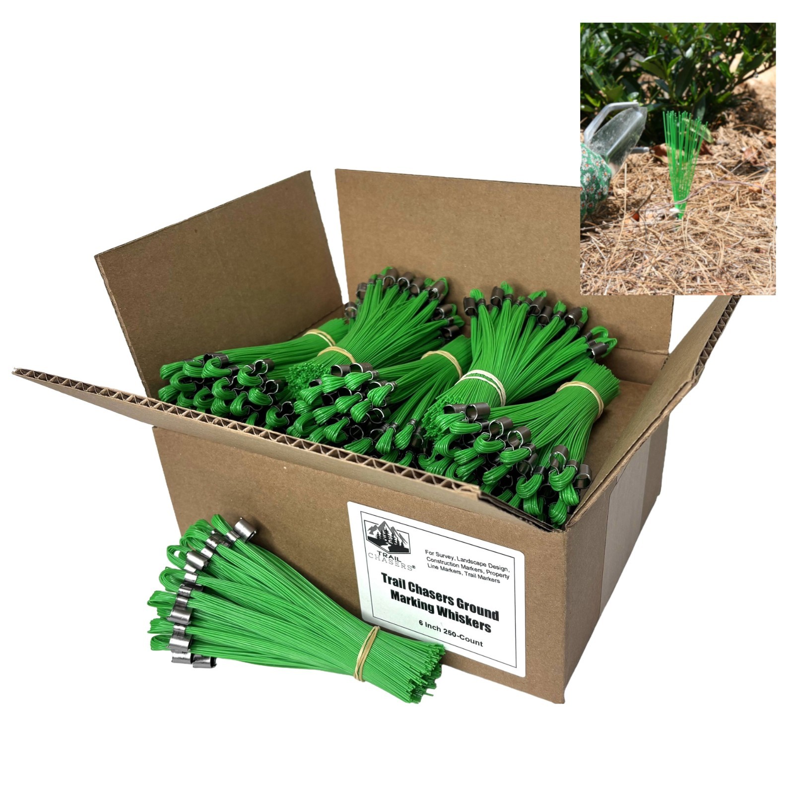 Trail Chasers Green 6" Marking Flags 250 Pack Survey Construction Landscaping
