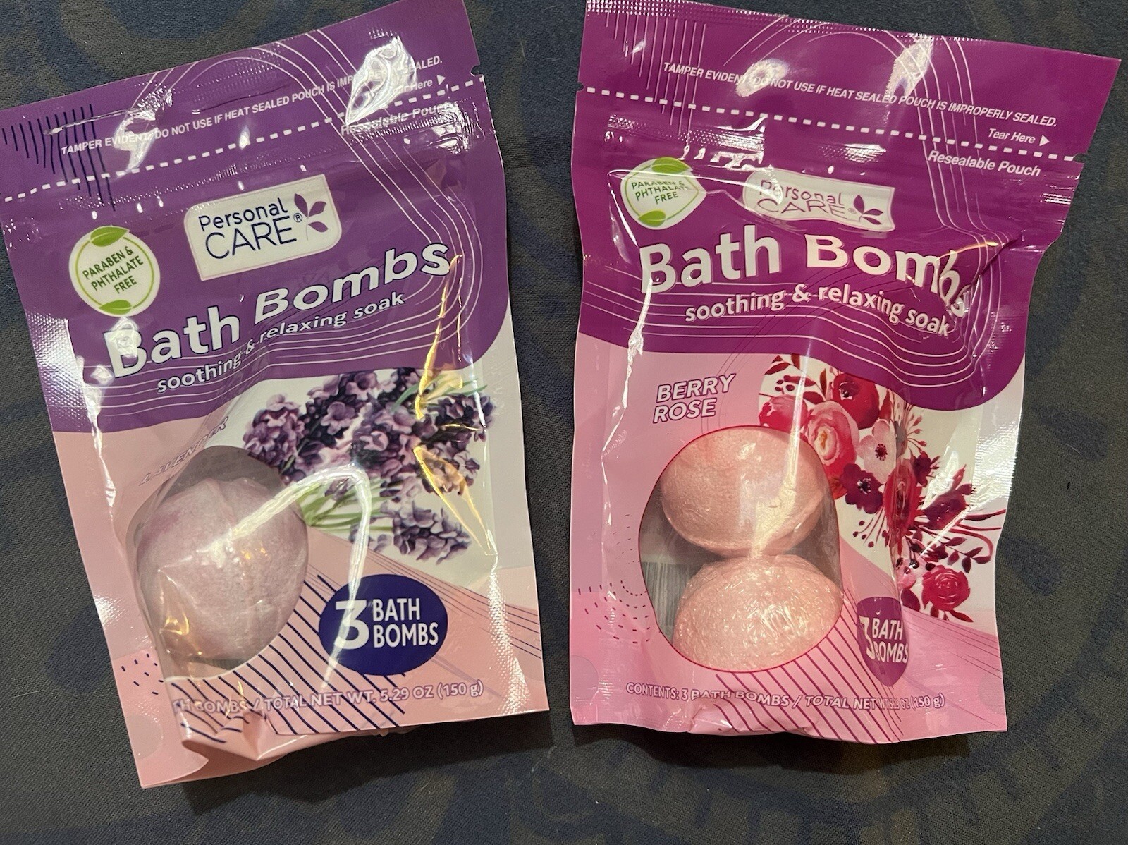 2 Pack Bath Bombs Personal Care Lavender Berry Rose 6 Bombs w Skin Hydration