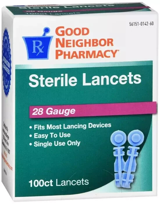 Good Neighbor Pharmacy Lancets 28 Gauge 10 Boxes 1000 Lancets Exp. 2026-2028