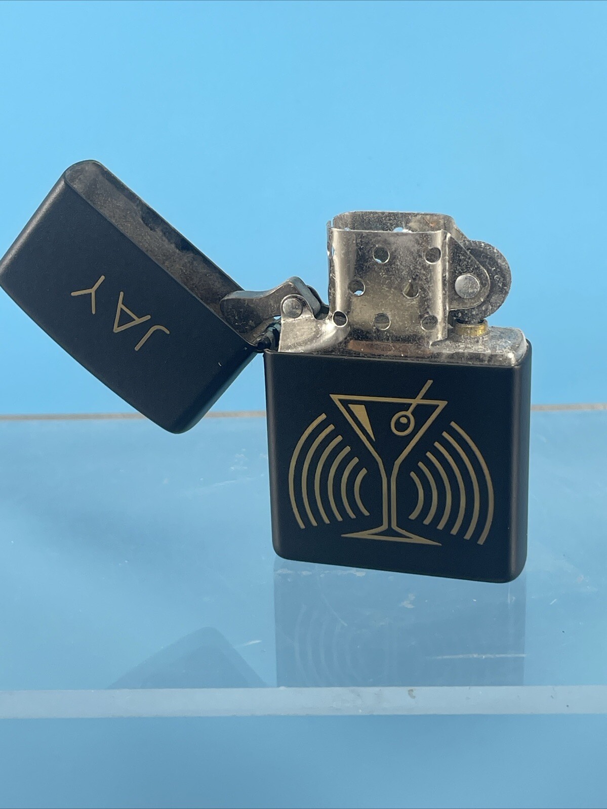 1999 Mate Black Martini Zippo Lighter Personalized “JAY” Unstruck Original Box
