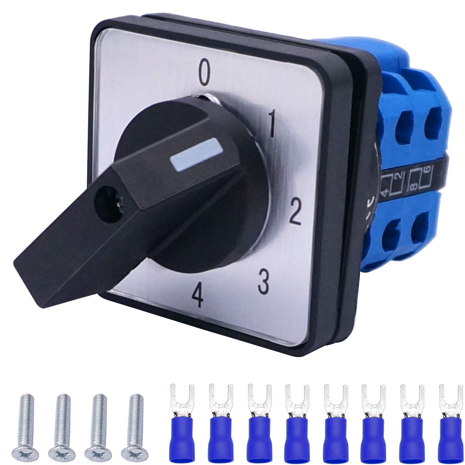 Universal Changeover Switch 20A 550V 4 Position 8 Terminals Latching Rotary Cam