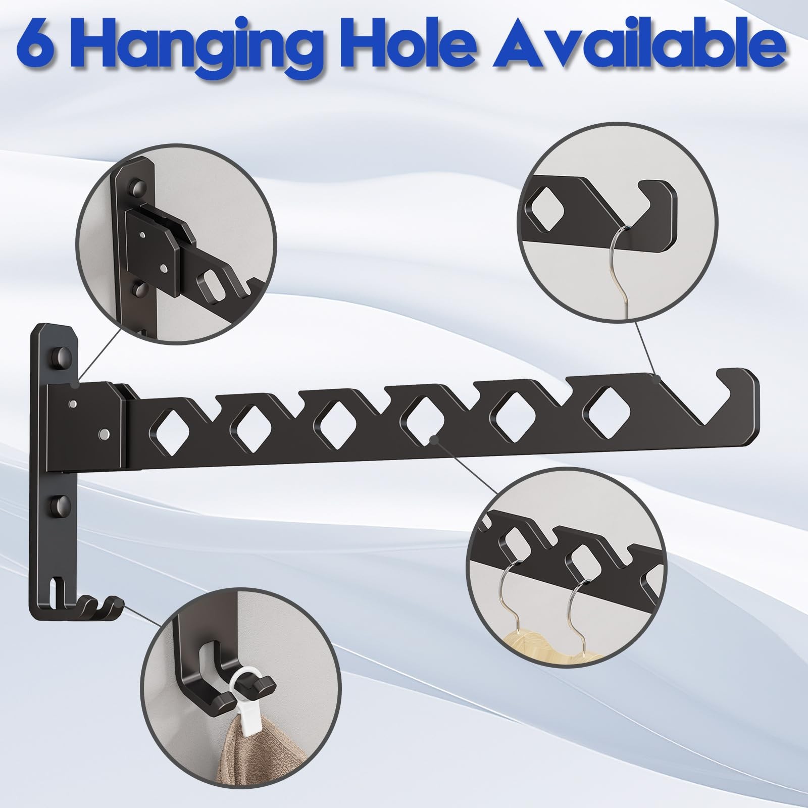 Wall Mounted Clothes Drying Rack, Wall Clothes Hanger Foldable, Laundry Hange...
