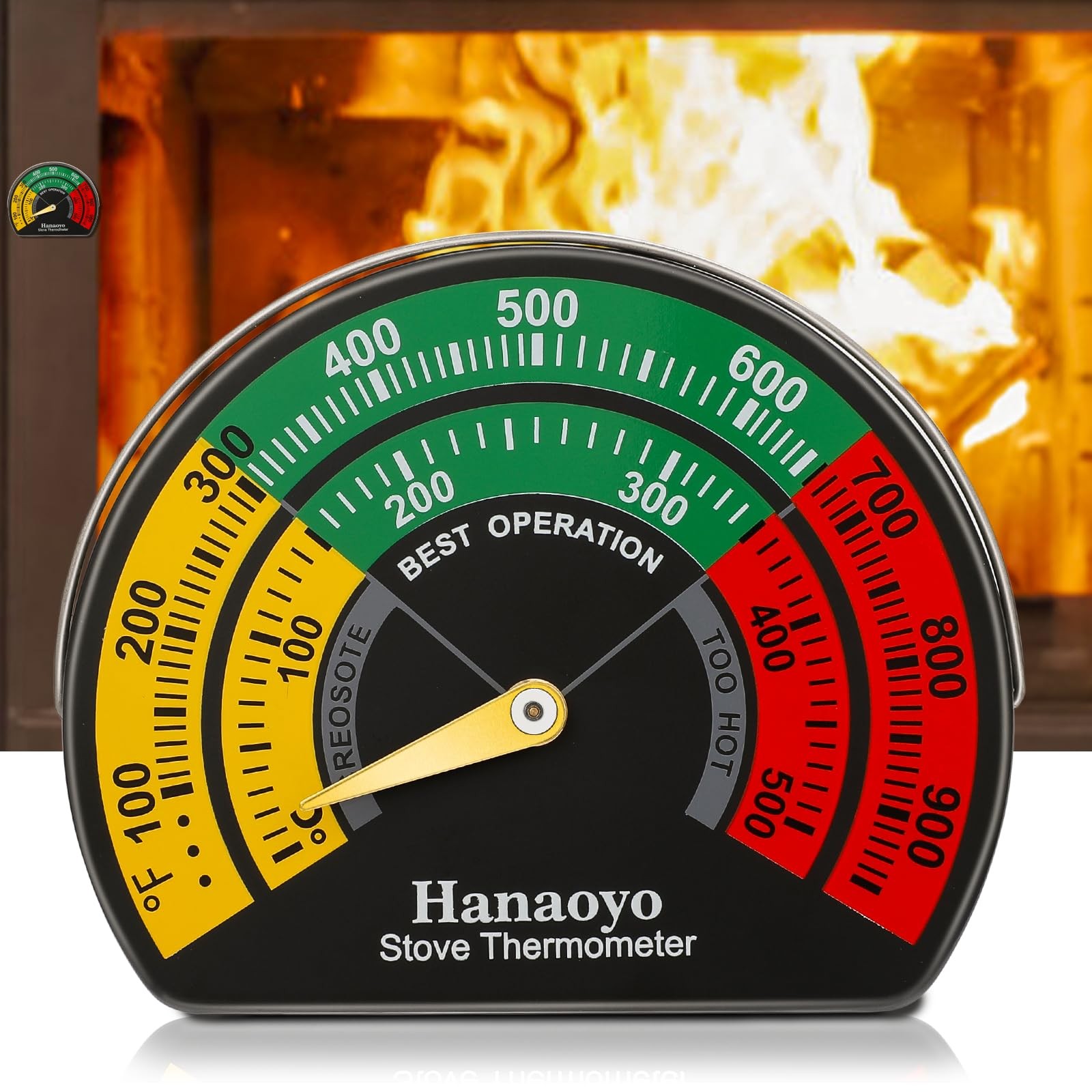 Hanaoyo Wood Stove Thermometer with Large Dial, Magnetic Stove Pipe Thermomet...