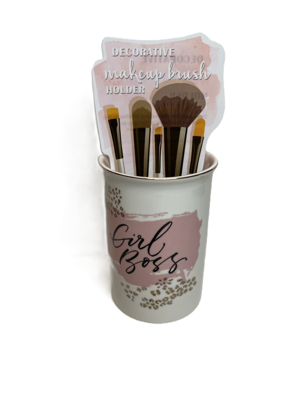 Ceramic Makeup Brush & Accessory Holder Cup "Girl Boss"