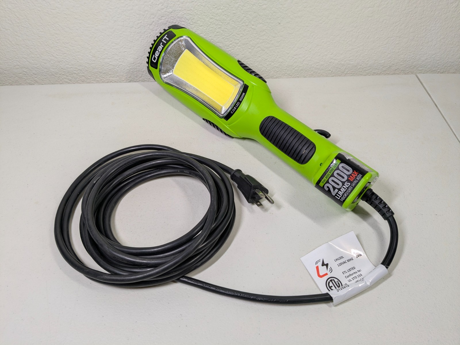 GEARit LED Work Light 2000 Lumens Magnetic Base Swivel Hook 15 ft Cord