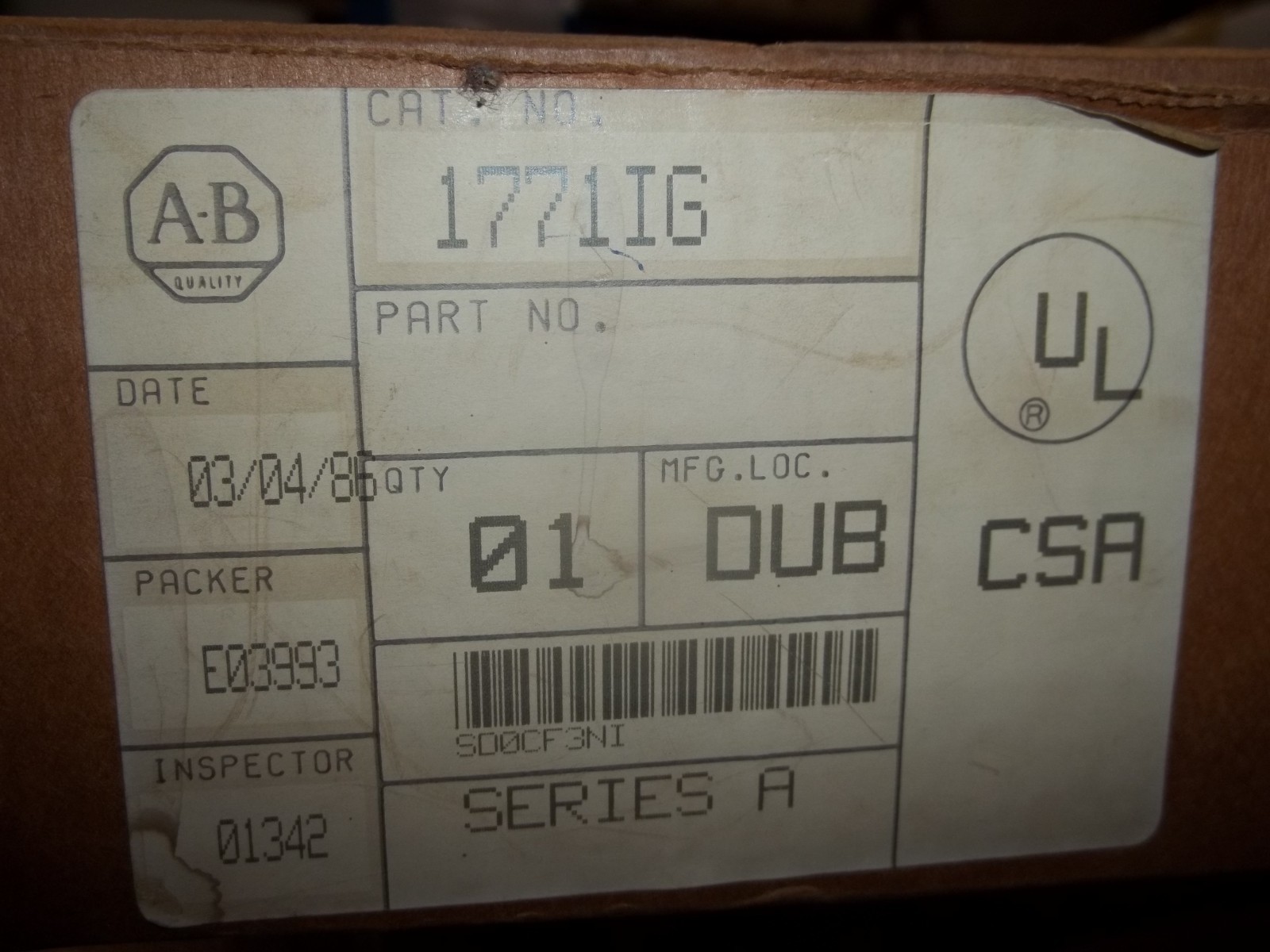 ALLEN BRADLEY 1771-IGC (+5V) TTL INPUT MODULE (Y3)