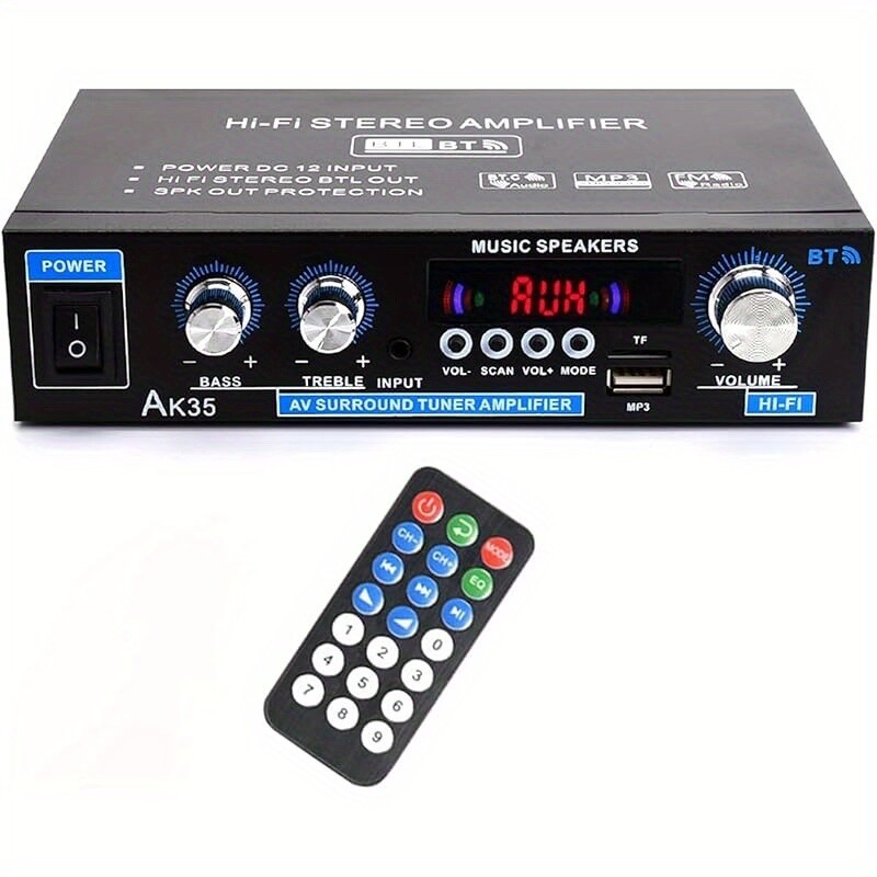 AK35 Stereo Amplifier Home Audio Bluetooth 2.0 Max 200W Power Stereo Receiver US
