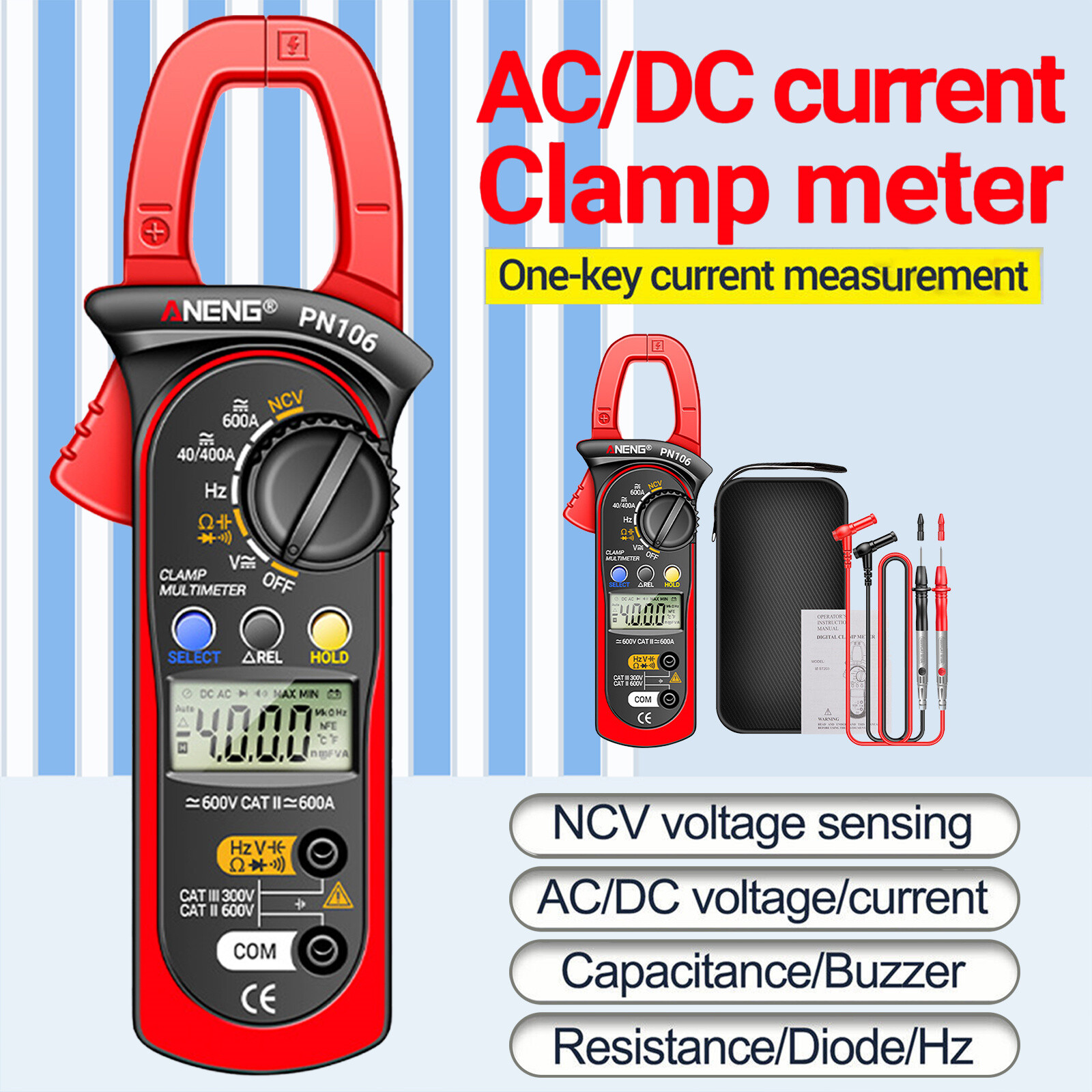 NEW AC/DC Current Digital Clamp Meter Amp Multimeter Handheld Tester 4000 Counts