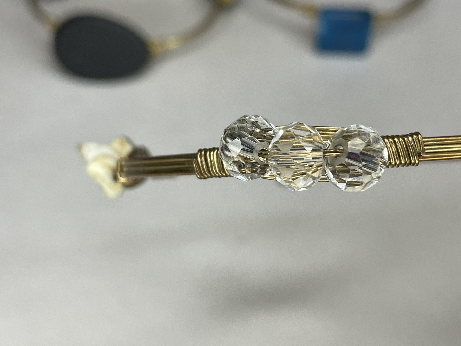 Handmade Wire and Stone Bracelet Bangle Set of 3