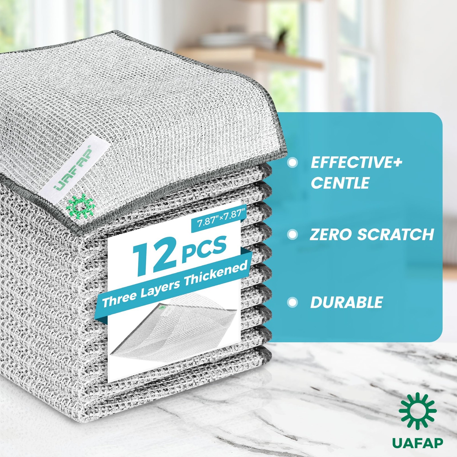 UAFAP 12 PCS Non Scratch Wire Dishcloth, Cleans Fast Without Scratching, Stan...