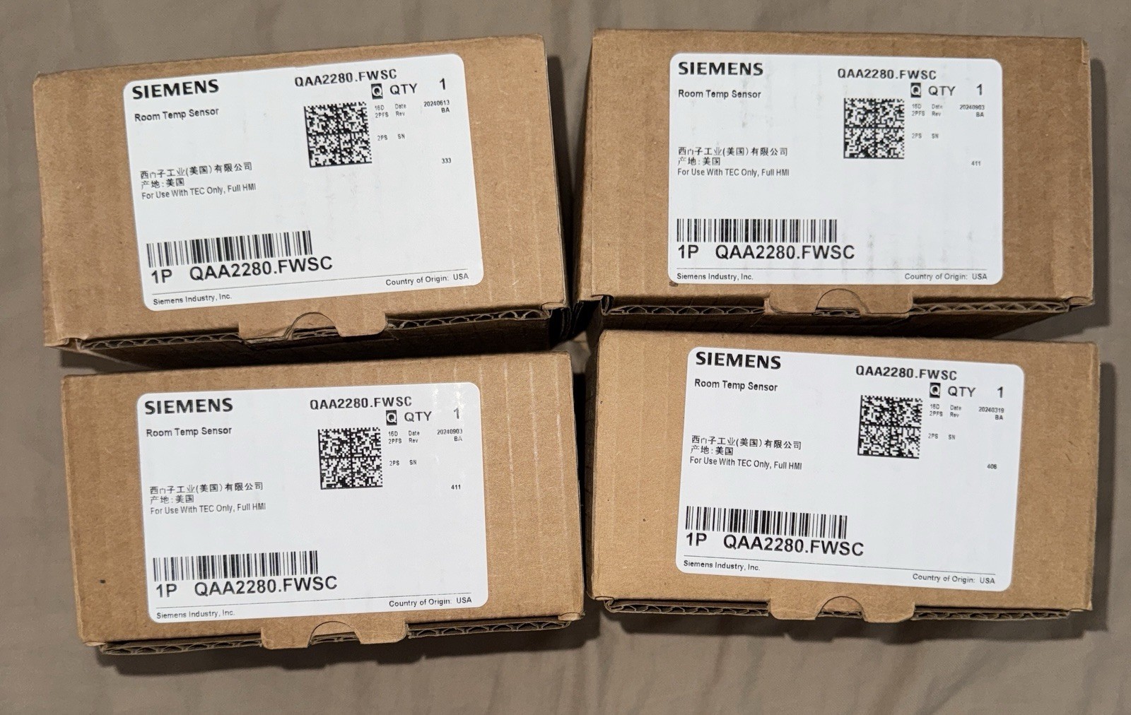 FOUR Siemens QAA2280.FWSC Air Temperature Sensor New in Box