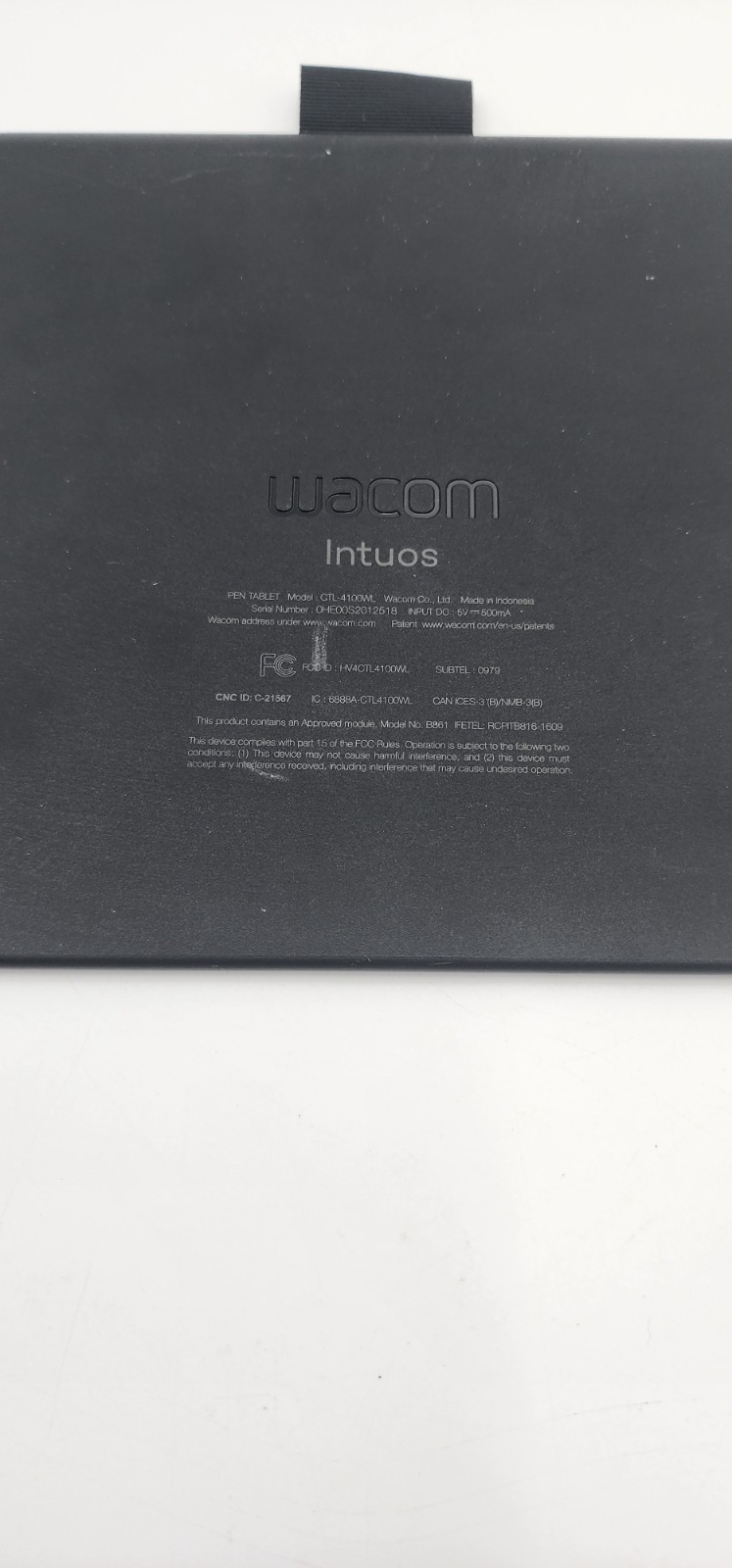 Wacom Intuos Small CTL-4100 Drawing Tablet, Missing Stylus, Works