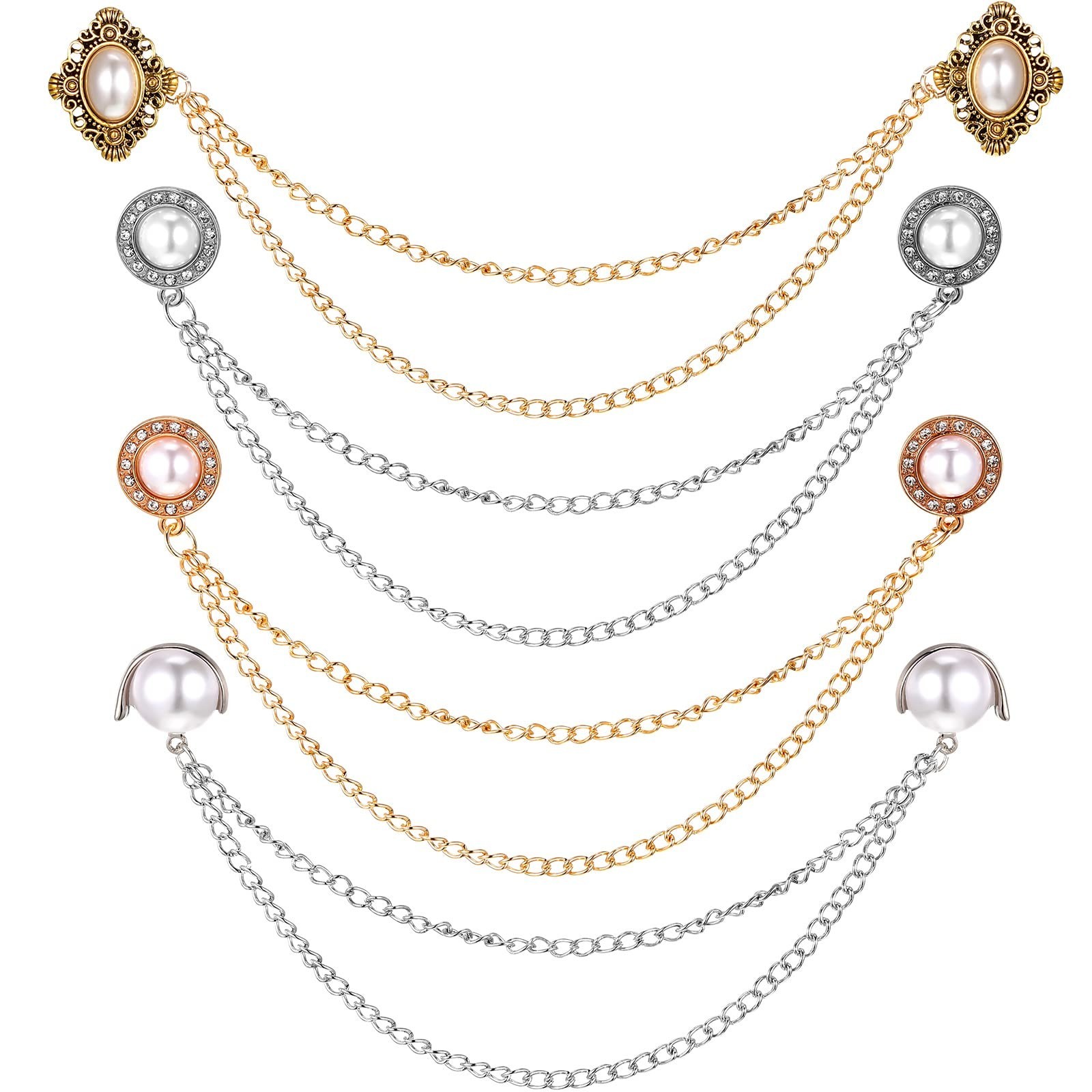 Vintage Sweater Shawl Chain Clips 4 Pcs Antique Cardigan Collar Holders Decor...