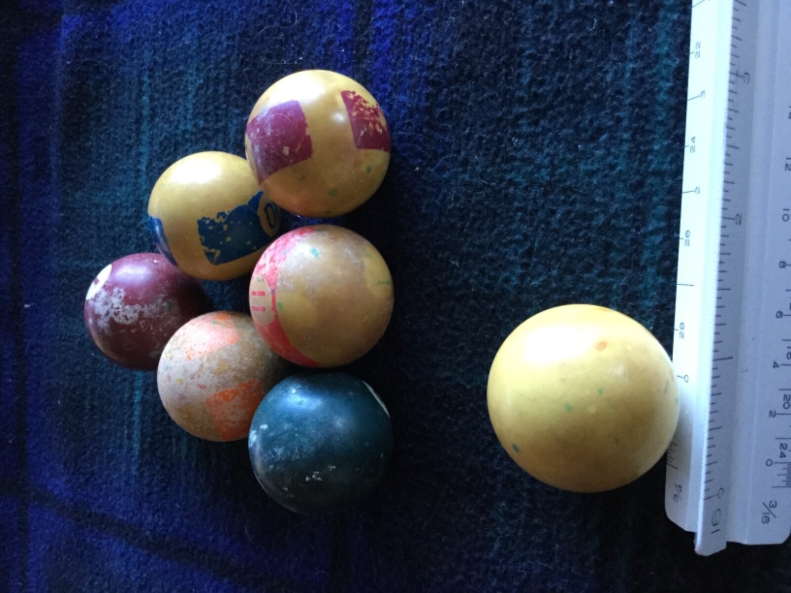 Vintage Bakelite Pool Ball 1 1/2” Small Mini Snooker 7 pc