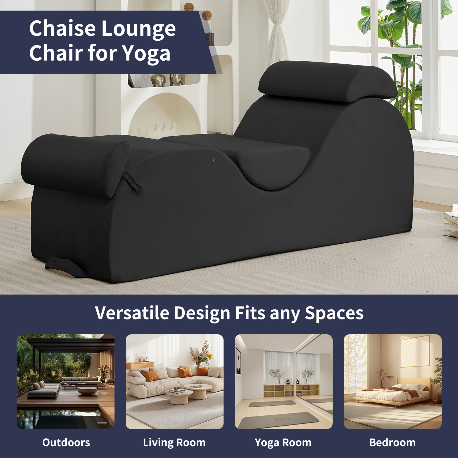 Zafly Yoga Chaise Lounge Indoor, Yoga Chaise, Ergonomic Reading Chair for Adults