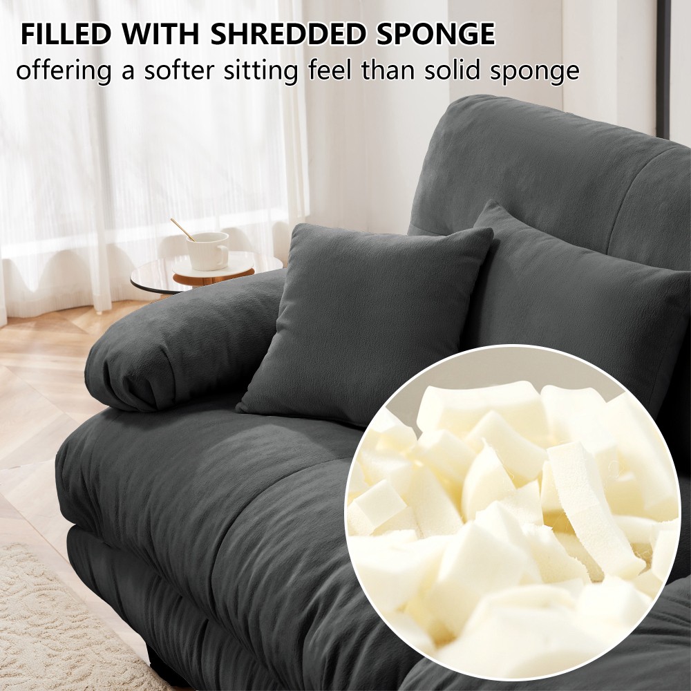 Gray Chenille Modular Sofa,4-Seater Cloud Couch + 2 Ottomans,Free Combination