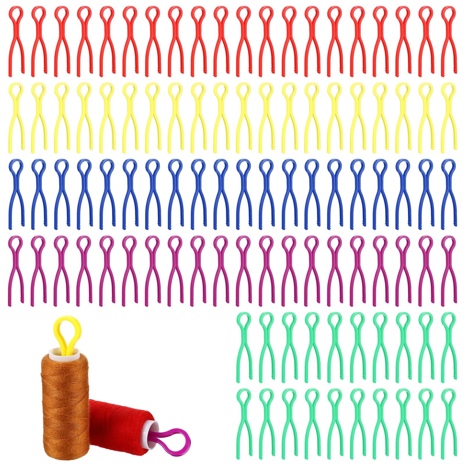 Bobbin Holder 100 Pcs Colorful Thread Clips Clamps Spool Organizer Sewing Machin