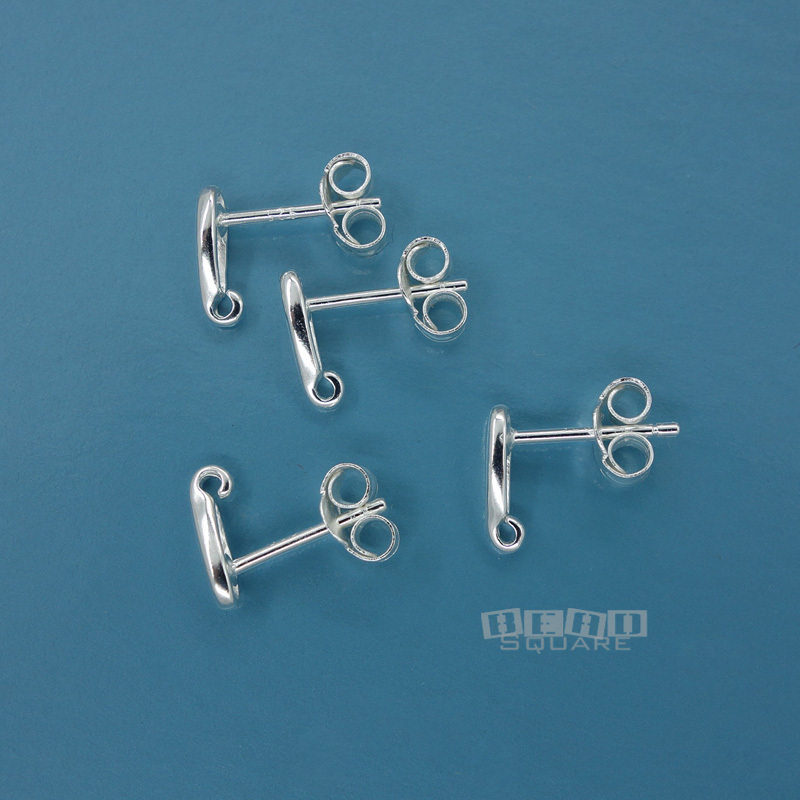 4PC Sterling Silver Small Drop Stud Post Earrings w/Open Loop & Clutches #33546