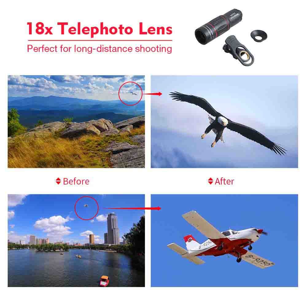 APEXEL 18X Telescope Zoom Lens Monocular Phone camera Lens With Clip for Phones