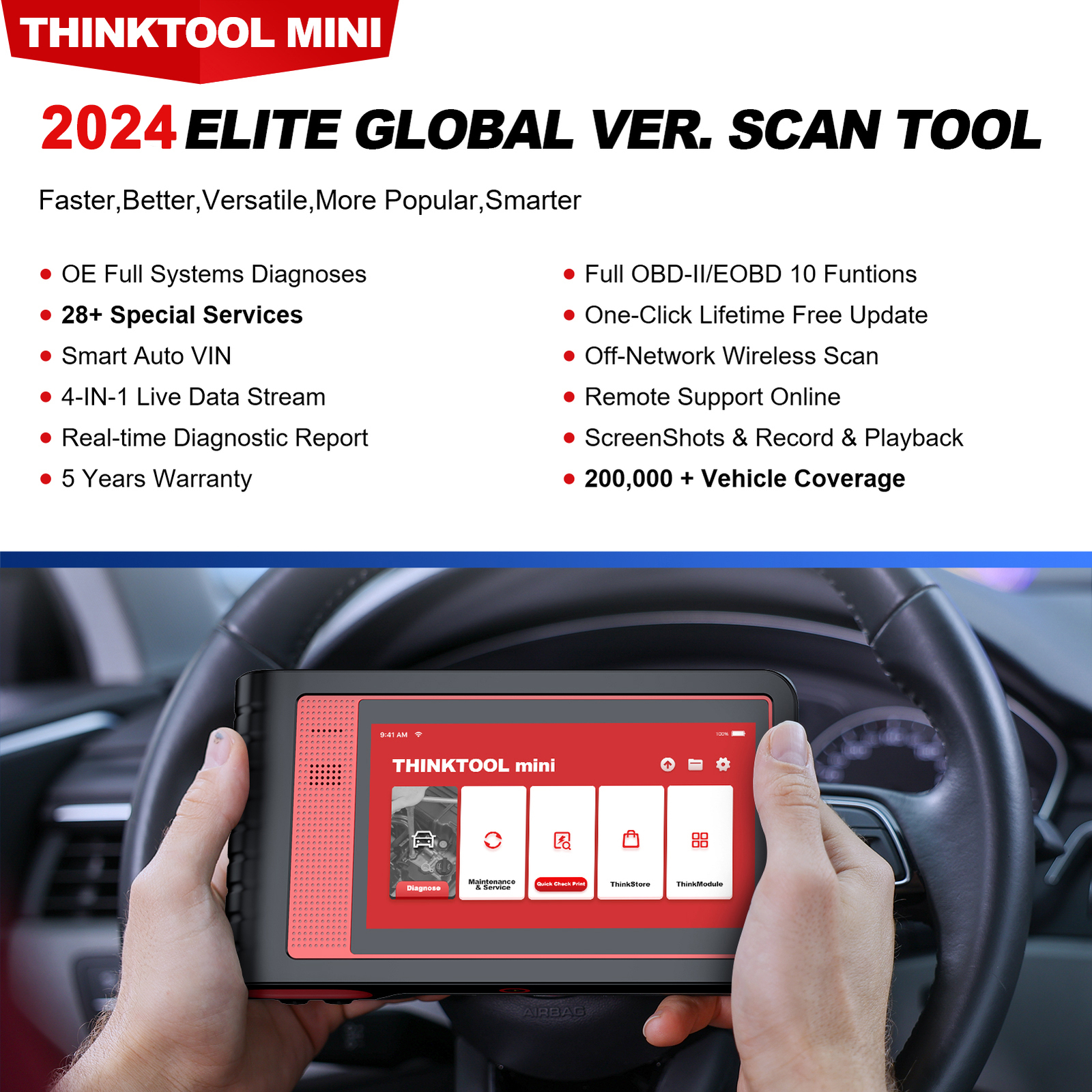 THINKTOOL Mini OBD2 Scanner Full System IMMO Car Diagnostic Tool Code Reader