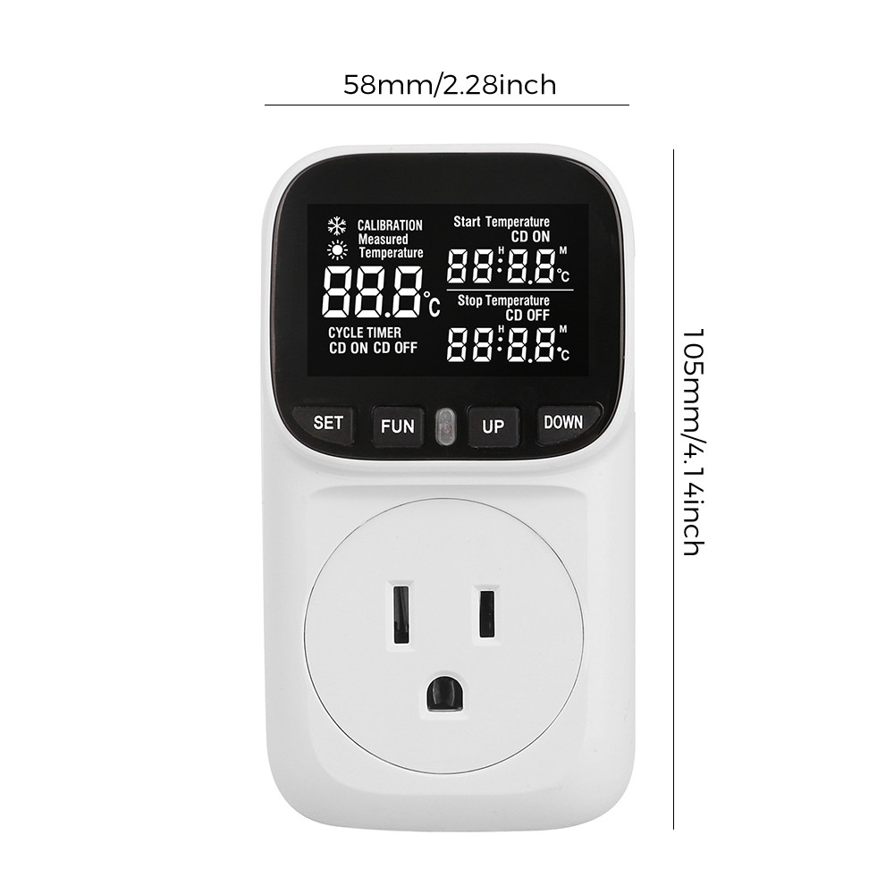 2 Pack Digital Temperature Controller, Thermostat Outlet Plug, Cyclic Timing