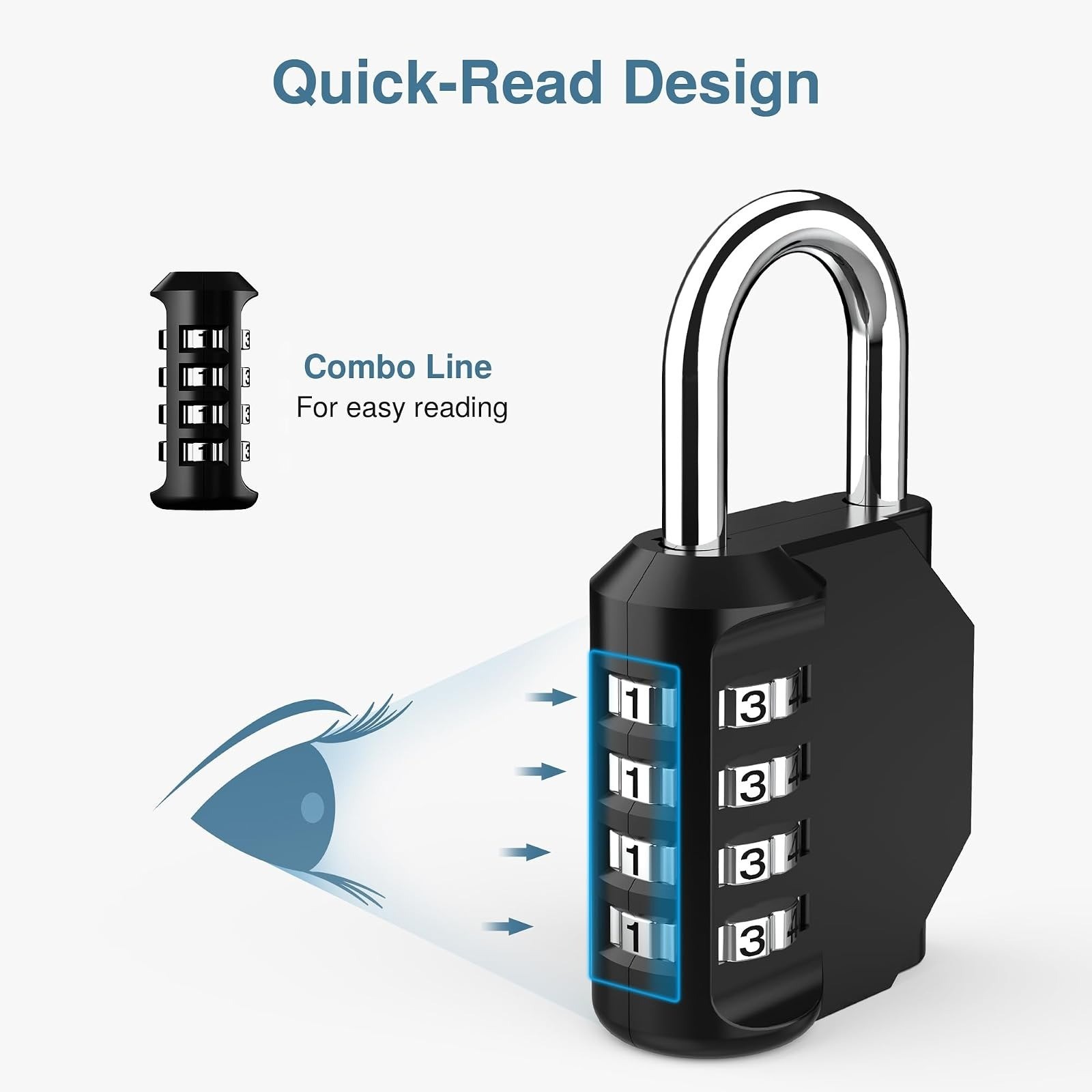 1pc Combination Lock Resettable 4 Digit Padlock with Combination Waterproof and
