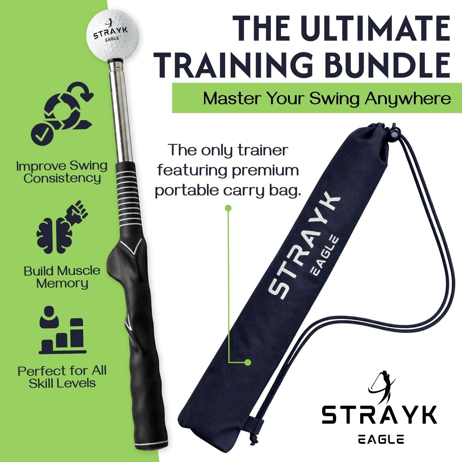 Retractable Golf Swing Trainer - Fix Your Slice - Improve Swing Tempo - Get I...