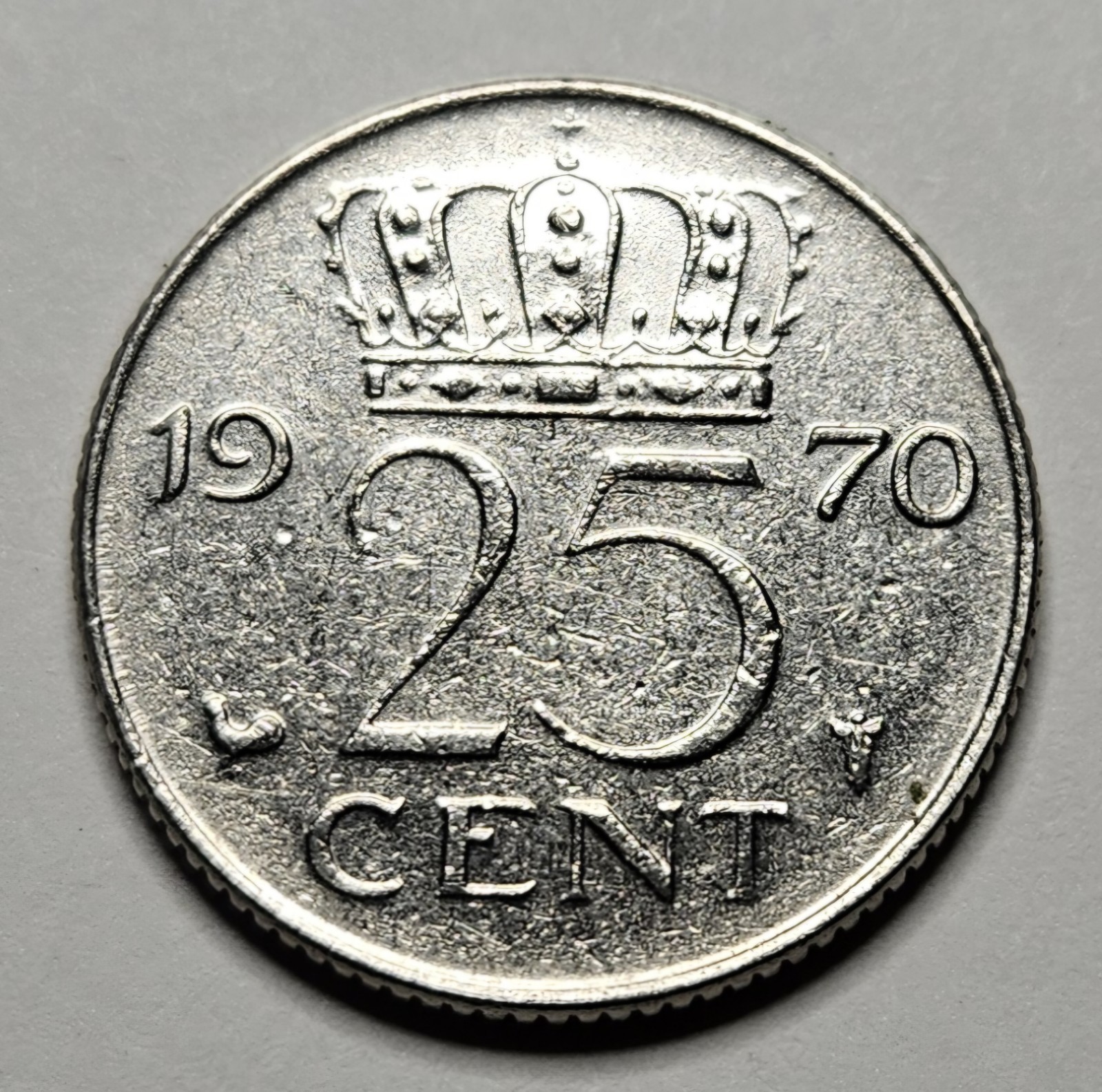 1970 Netherlands 25 Cents - Dutch Coin - Nickel - World Coin - Europe