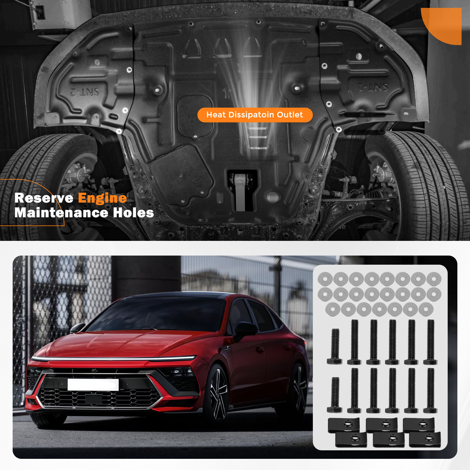 For 2020 21 22 23 2024 Hyundai Sonata Engine Under Cover Front Splash Shields