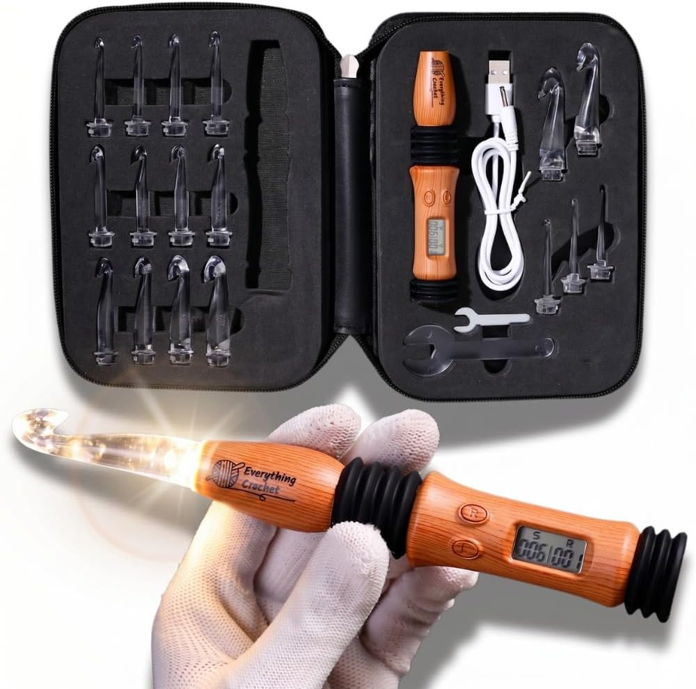 Everything Crochet Vintage Counting Crochet Hook Set with Light & Counter - Ergo