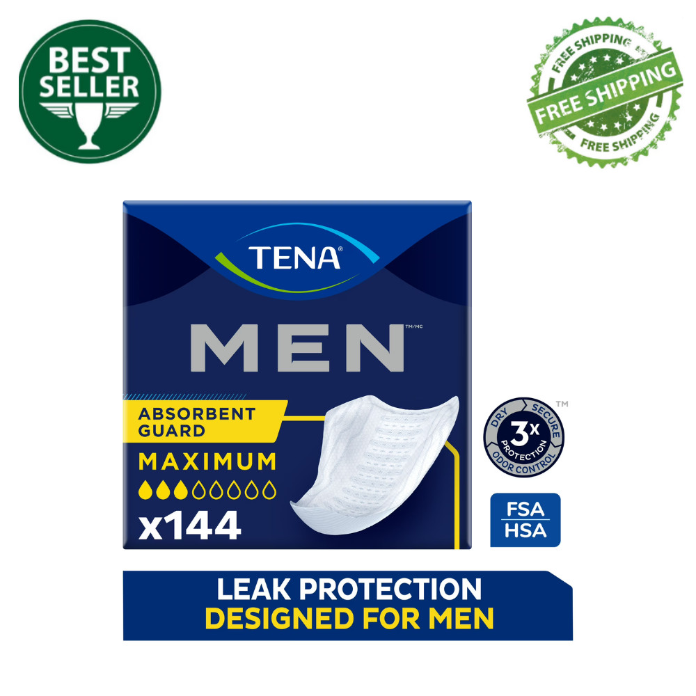 Tena Men Incontinence Guards Maximum Absorbency Pads for Male Bladder Leak 144ct