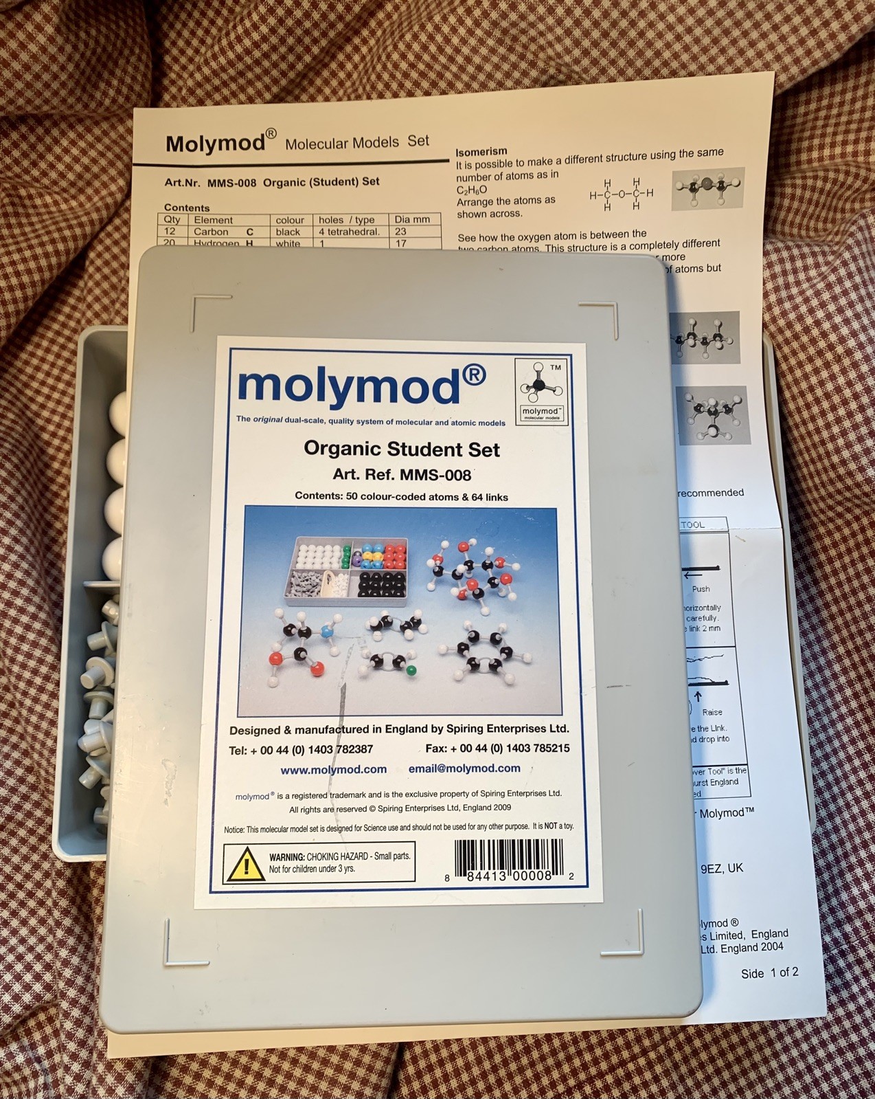 Science Chemistry Use Learning Molymod Organic Student Set 53 ATOMS & 64 LINKS