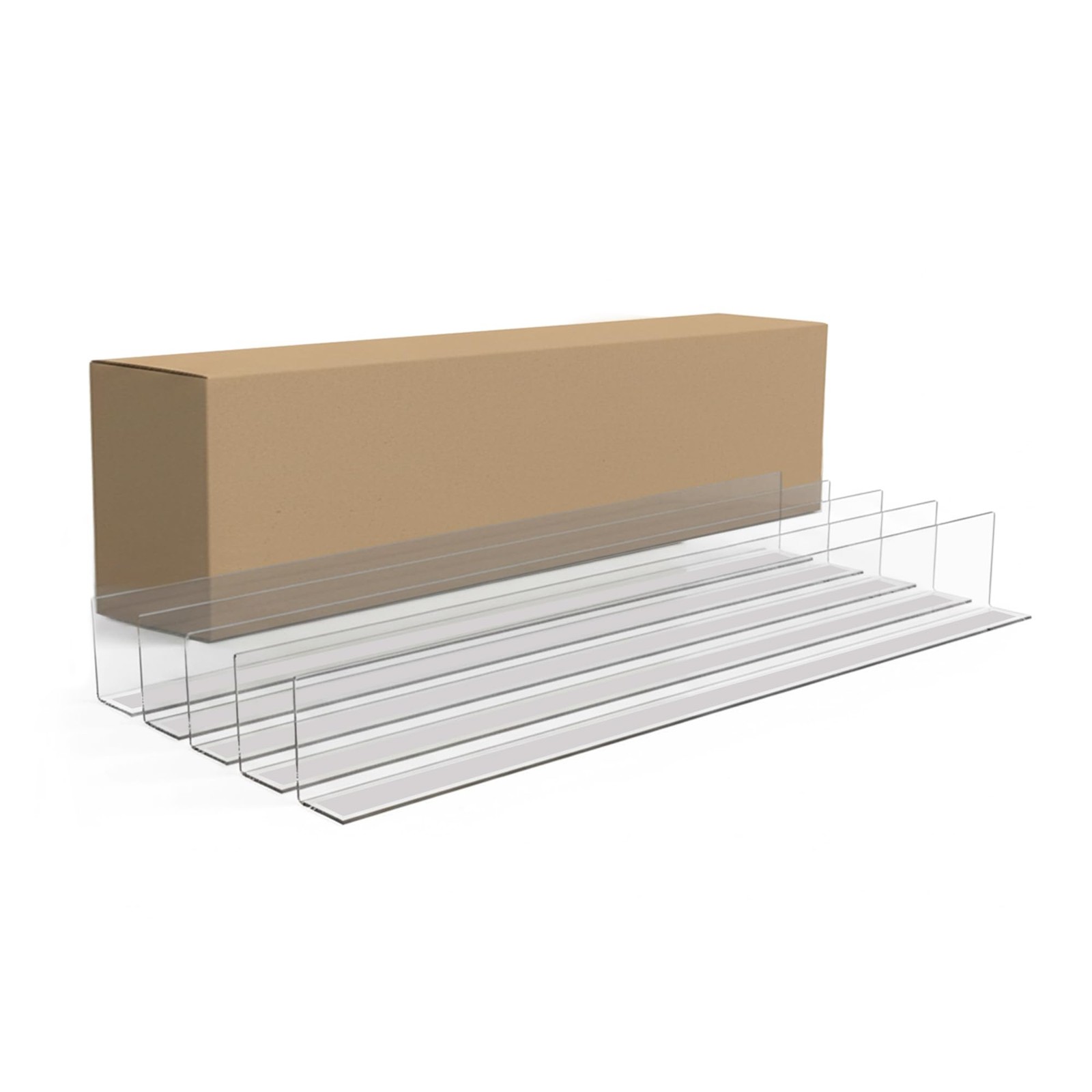 50 Pack Shelf Dividers for Retail Stores, 1" H x 9-9/16" L, 15 mil Crystal Cl...