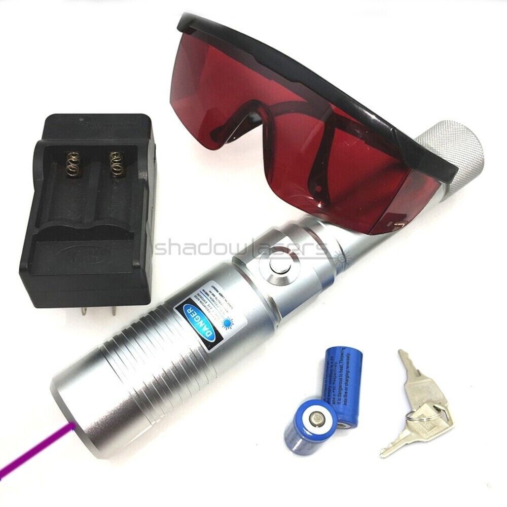 PX1-S 405nm Purple Laser Pointer  Blue Violet Laser Beam&Battery&Charger&Goggles